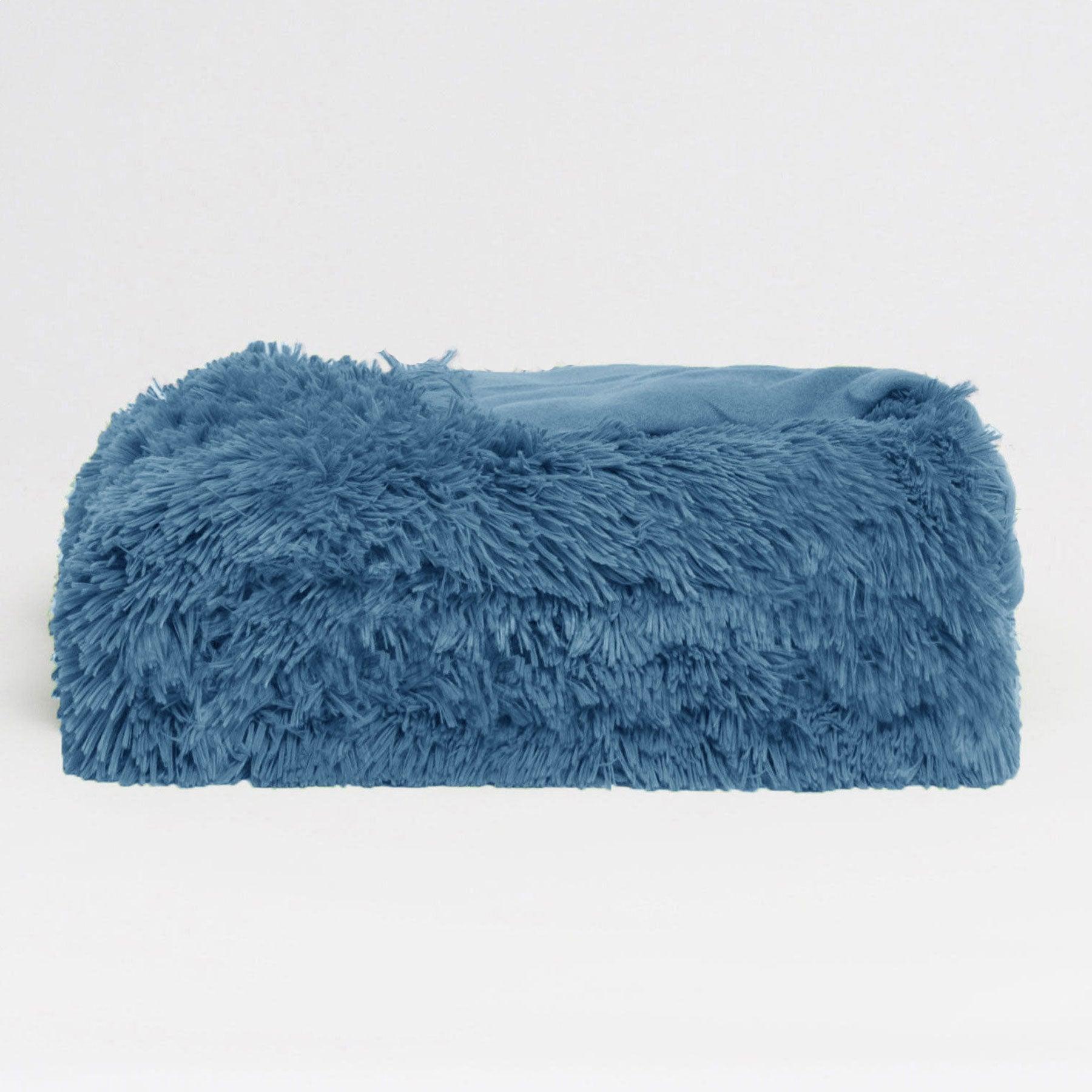 Hotel Living Long Hair Faux Fur Throw Rug Bonnie Blue - Harrogates