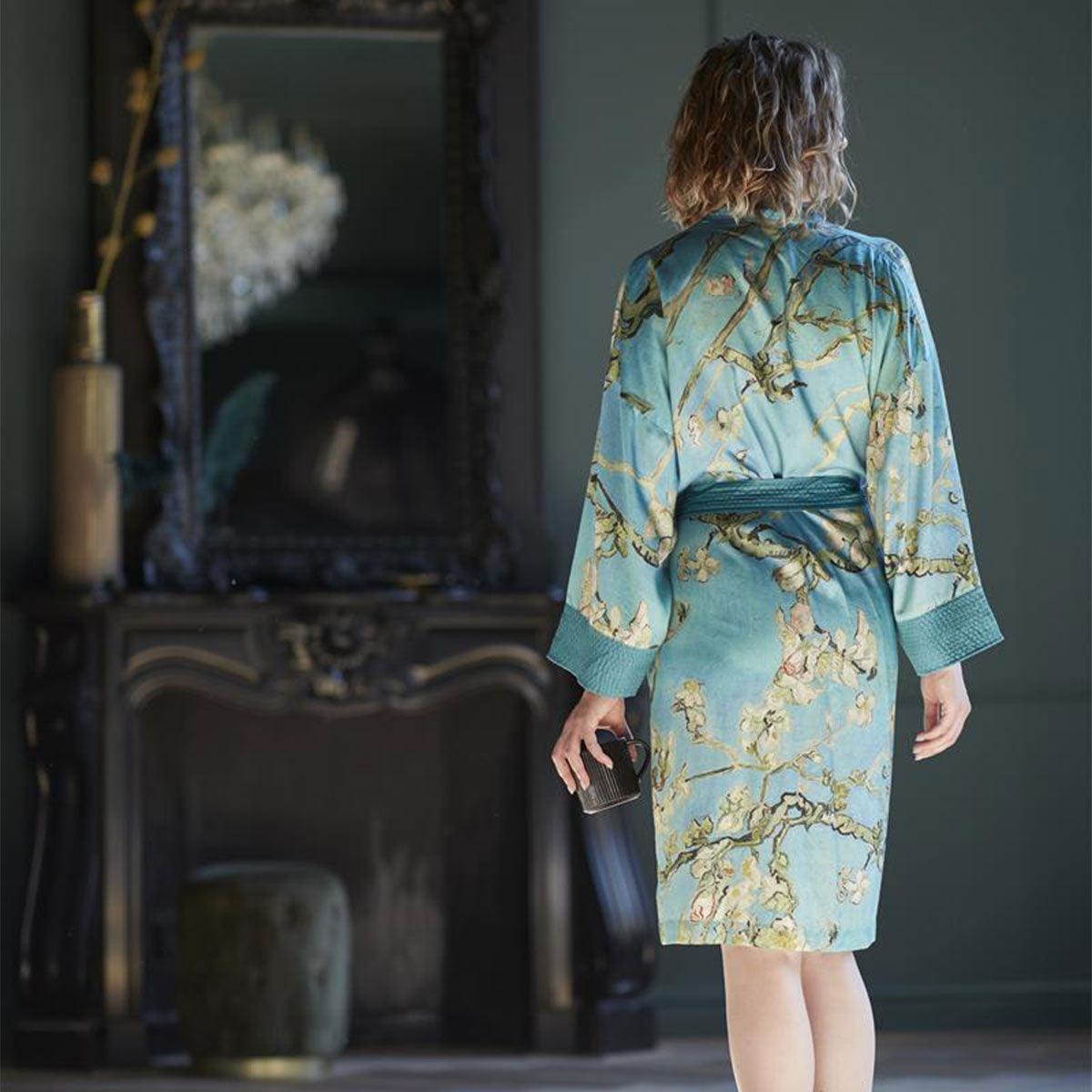 Bedding House Van Gogh Almond Blossom Blue Kimono Bath Robe Small/Medium - Harrogates