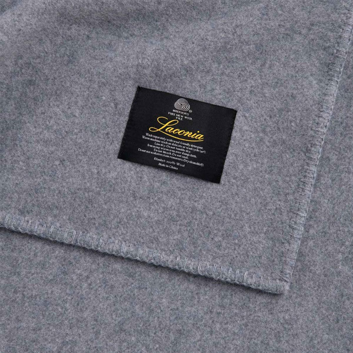 Laconia 400GSM Premium Australian Pure Wool Blanket Grey Single - Harrogates