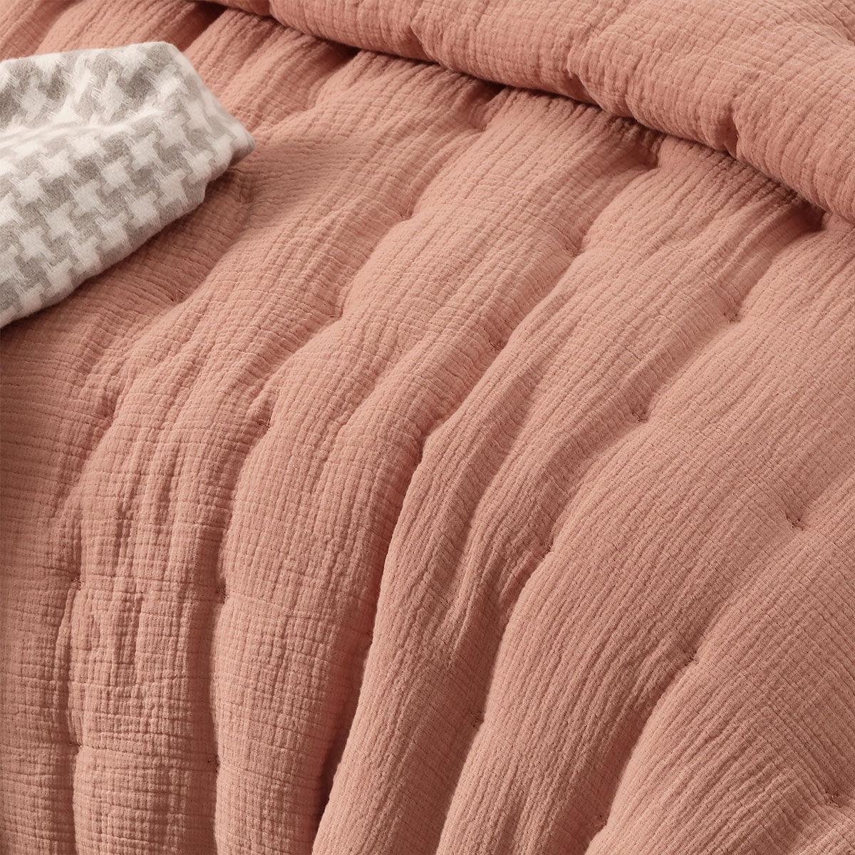 Vintage Design Homewares 3 Piece Hugo Cotton Gauze Quilted Comforter Set Clay Queen - Harrogates