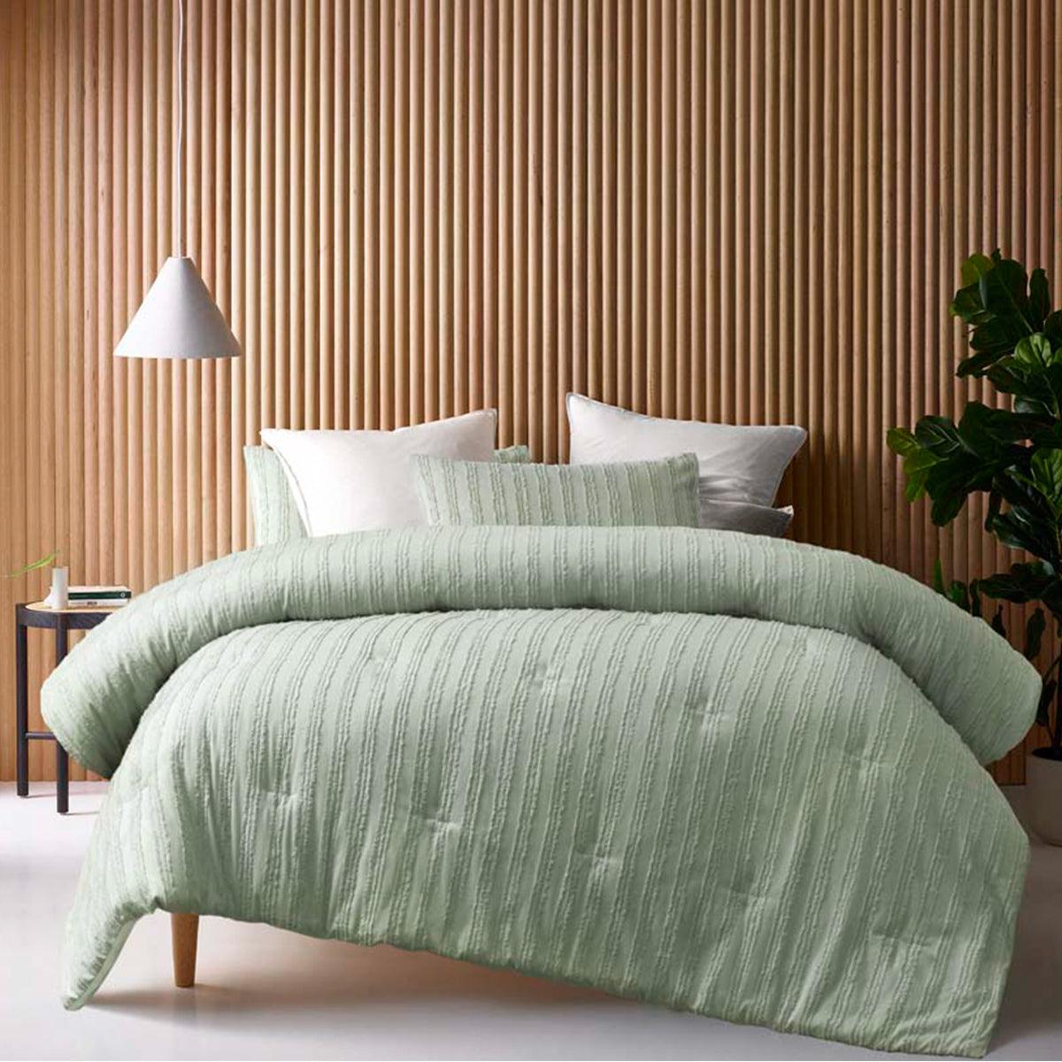 Vintage Design Homewares Reflections Sage 3 Piece Comforter Set Queen - Harrogates