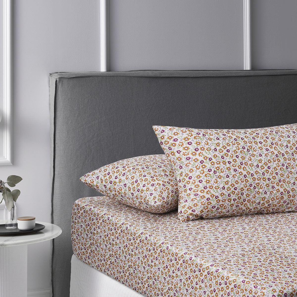 Accessorize Lisa Green Washed Cotton Printed Fitted Sheet Set Double - Harrogates