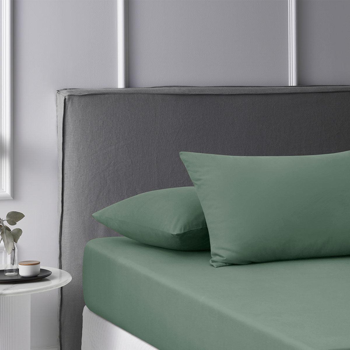 Accessorize Olive Washed Cotton Fitted Sheet Set King - Harrogates