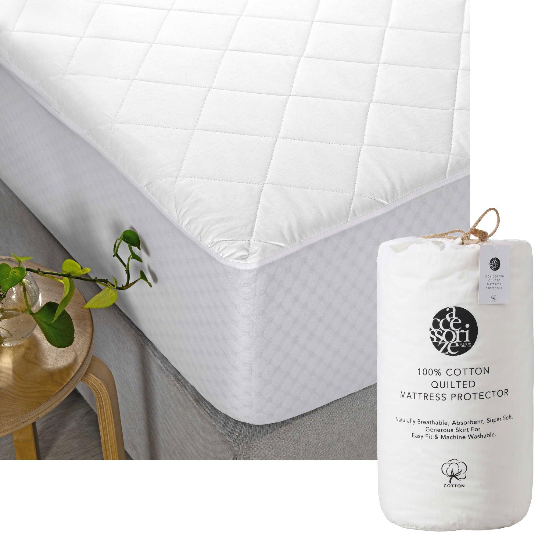 Accessorize Cotton Quilted Mattress Protector Single - Harrogates