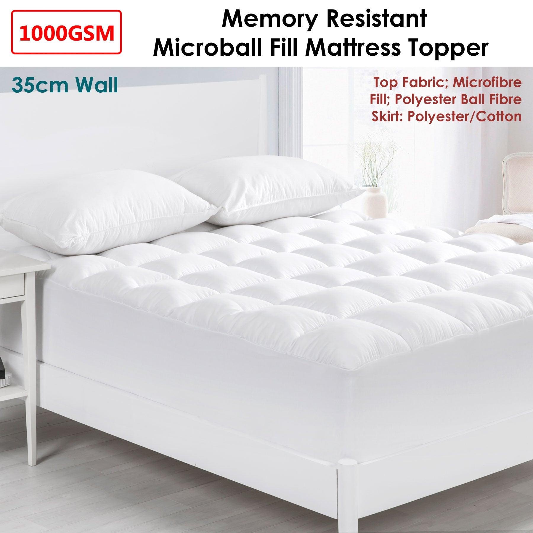 Cloudland 1000GSM Memory Resistant Microball Fill Mattress Topper King Single - Harrogates