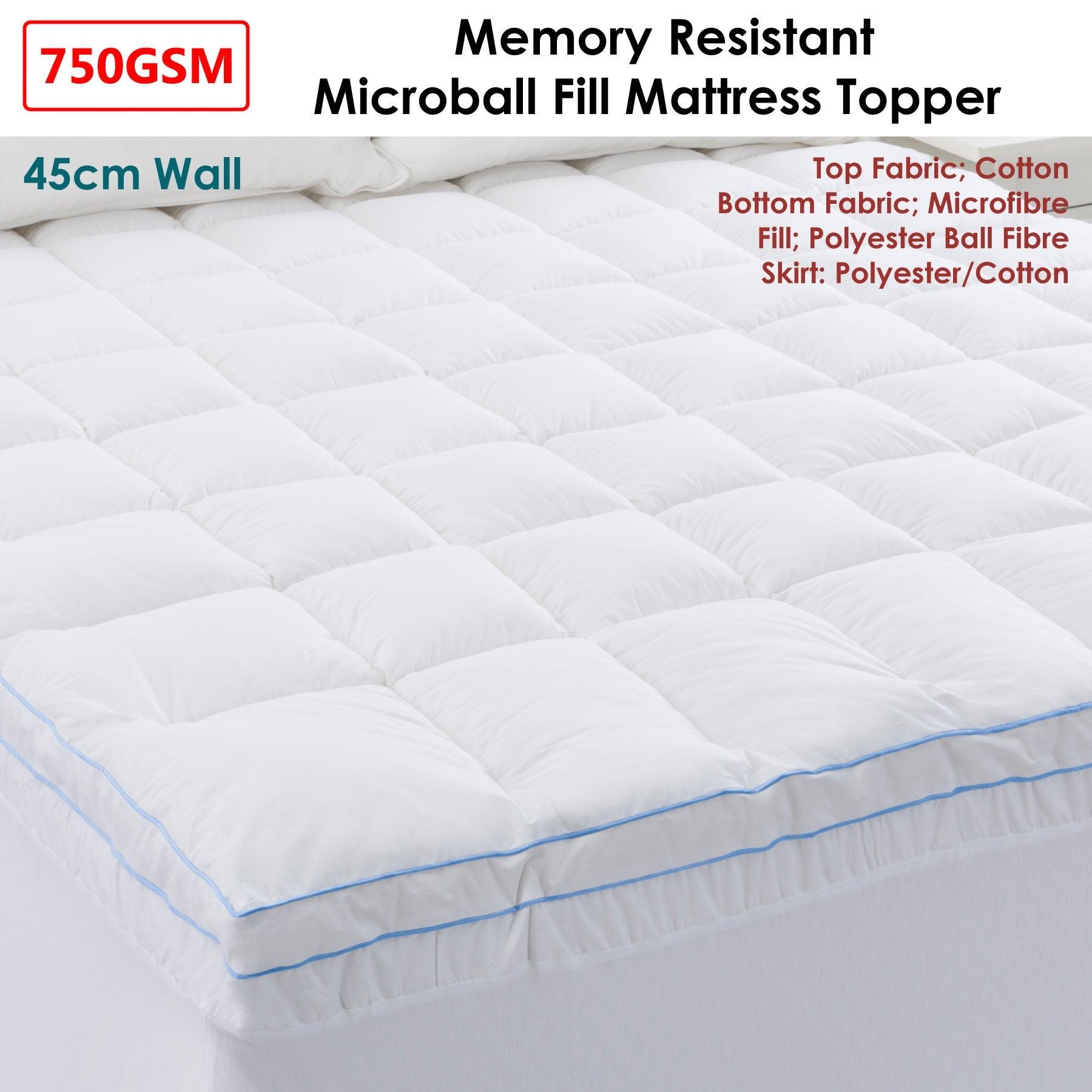 Cloudland 750GSM Memory Resistant Microball Fill Mattress Topper Super King - Harrogates