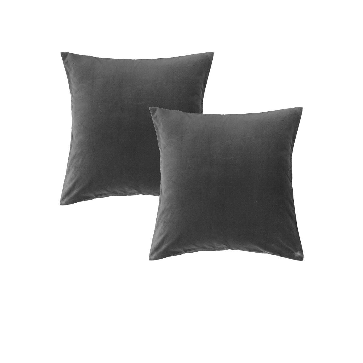 Vintage Design Homewares Pair of Cotton Velvet European Pillowcases Storm Grey - Harrogates