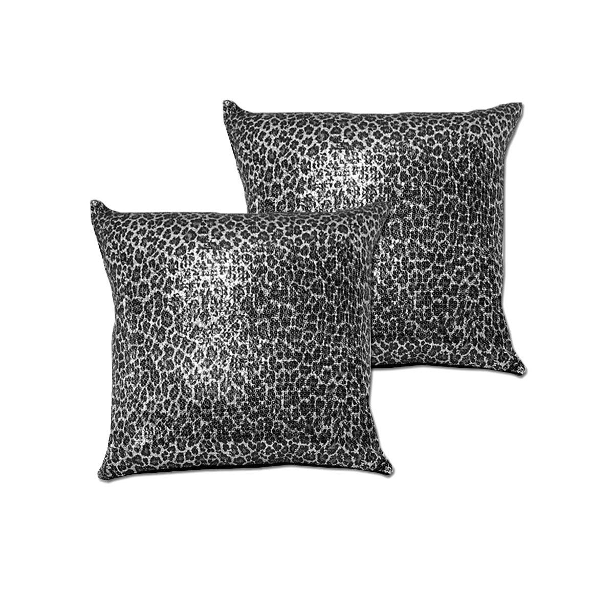 Accessorize Pair of Leopard Black Sequined European Pillowcases - Harrogates