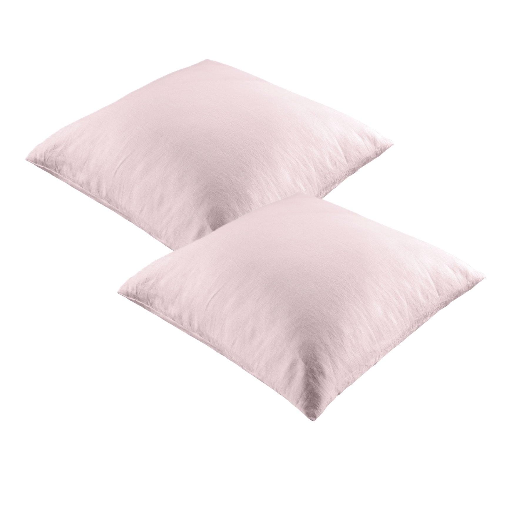 Vintage Design Homewares Pair of 100% Linen European Pillowcases Blush - Harrogates