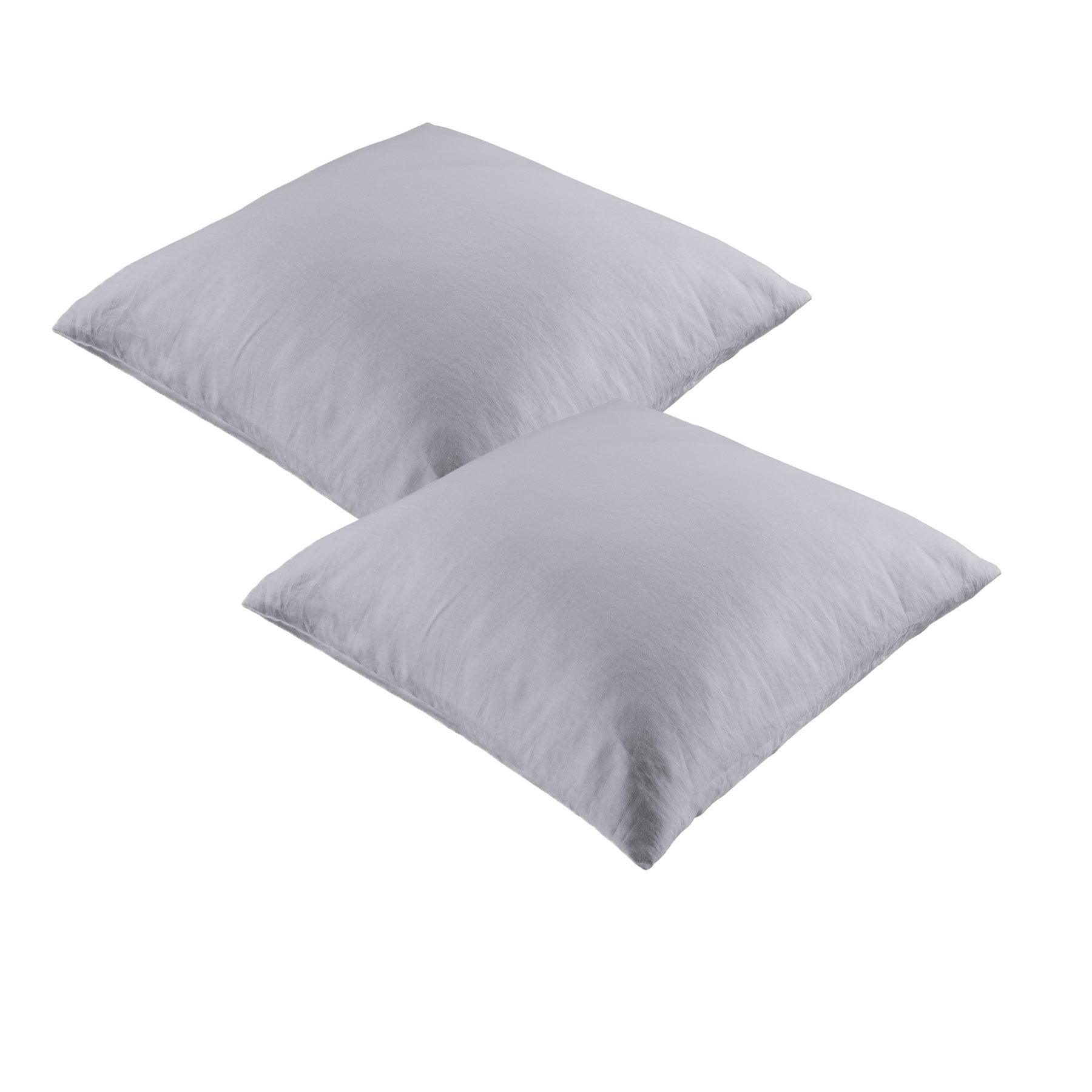 Vintage Design Homewares Pair of 100% Linen European Pillowcases Dove Grey - Harrogates