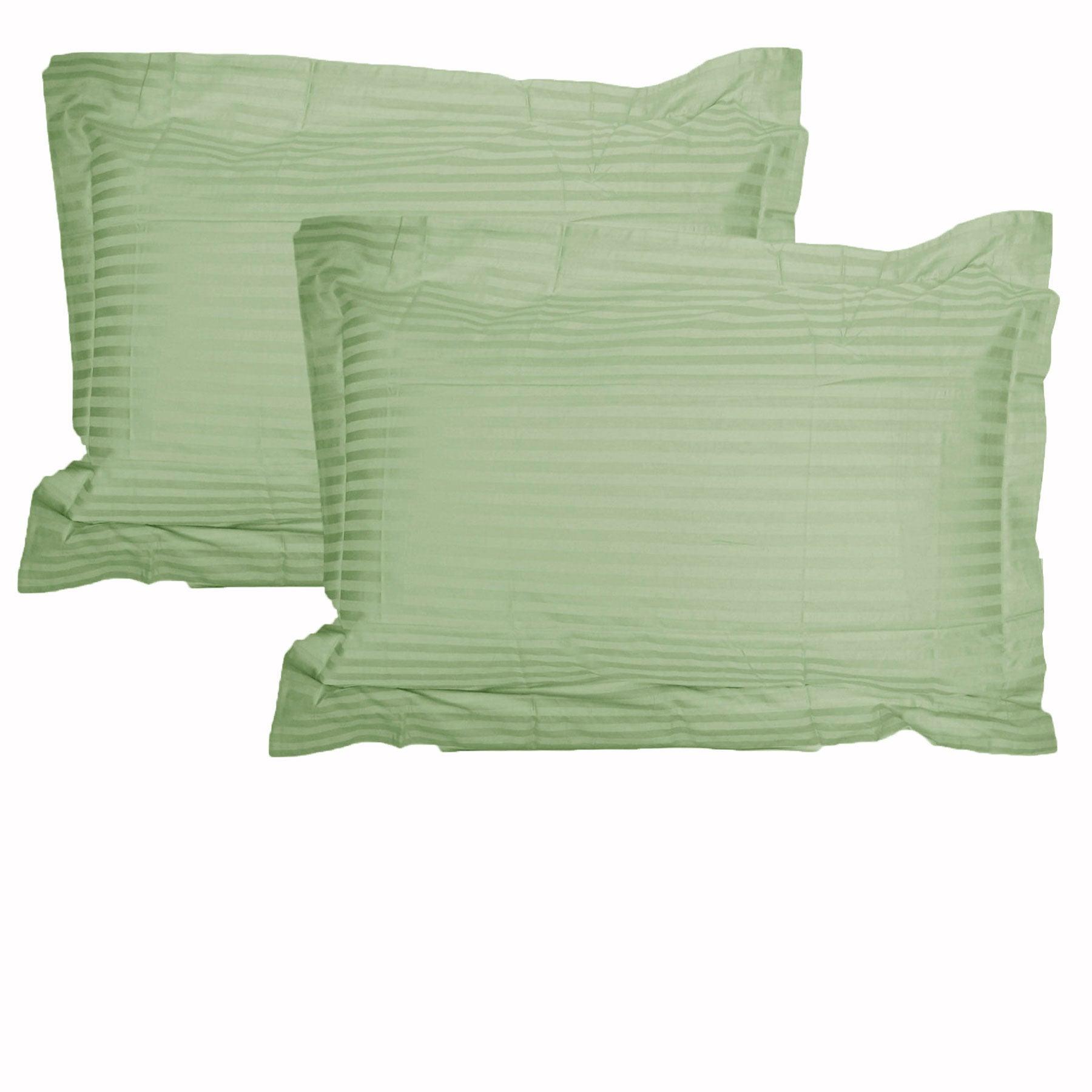 Accessorize 325TC Pair of Stripe Jumbo / Queen Pillowcases Green - Harrogates