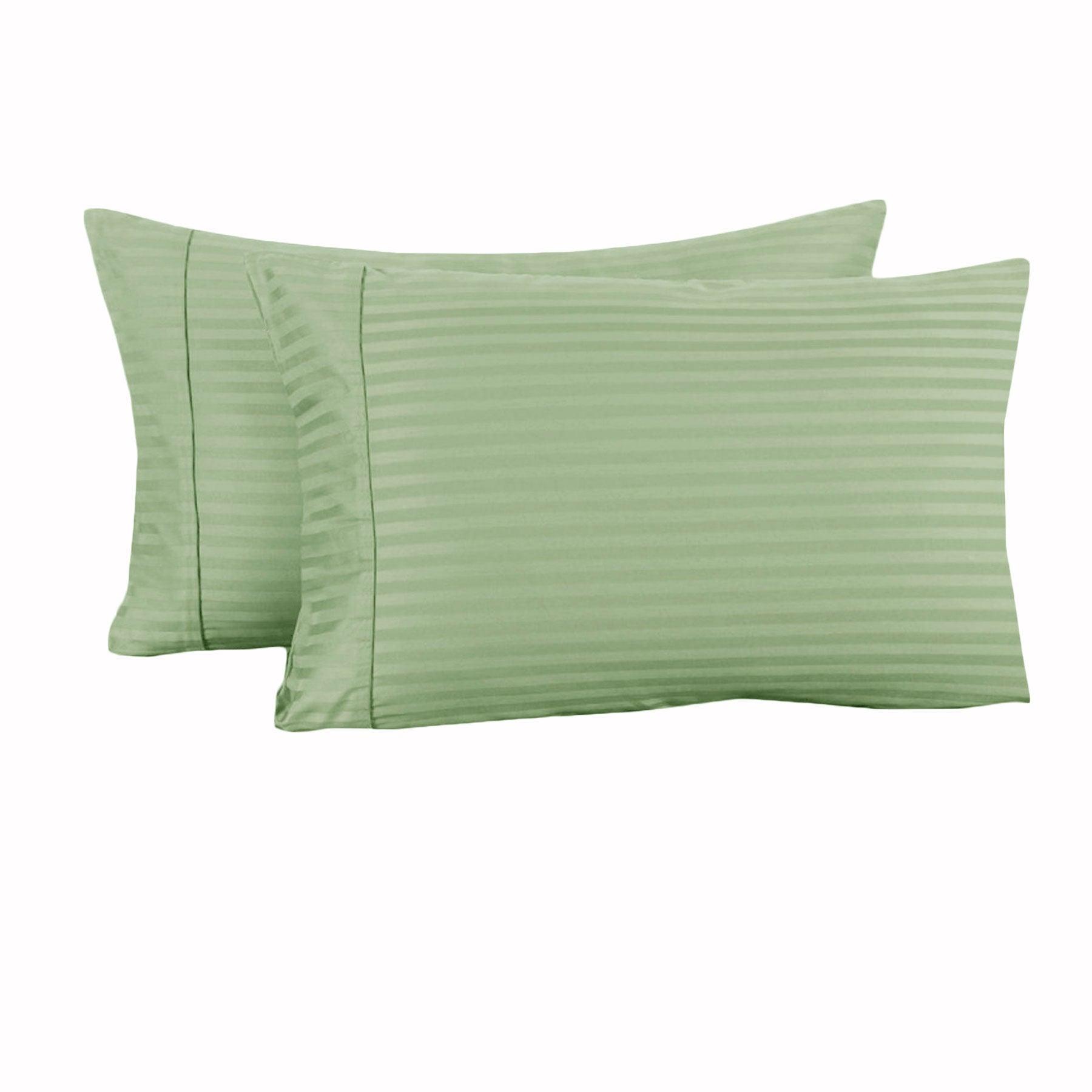 Accessorize 325TC Pair of Cuffed Standard Pillowcases Green - Harrogates