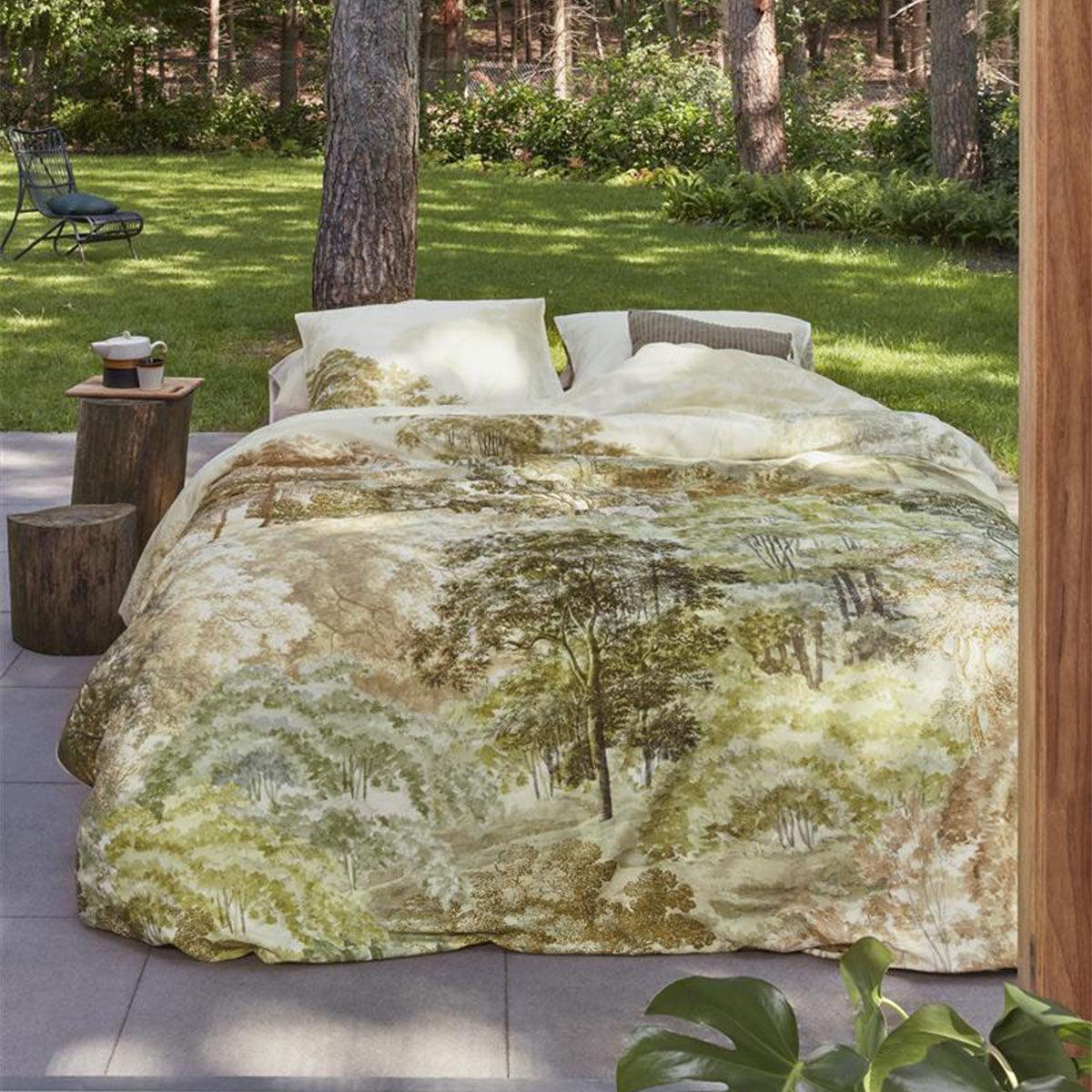 Bedding House Arcadia Green Cotton Sateen Quilt Cover Set Queen - Harrogates