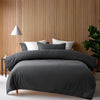 Accessorize Charcoal 400TC Charcoal Bamboo Cotton Double Stitched Quilt Cover Set Single - Harrogates