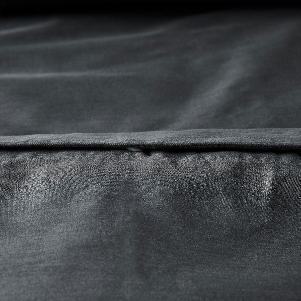 Accessorize Charcoal 400TC Charcoal Bamboo Cotton Double Stitched Quilt Cover Set Super King - Harrogates