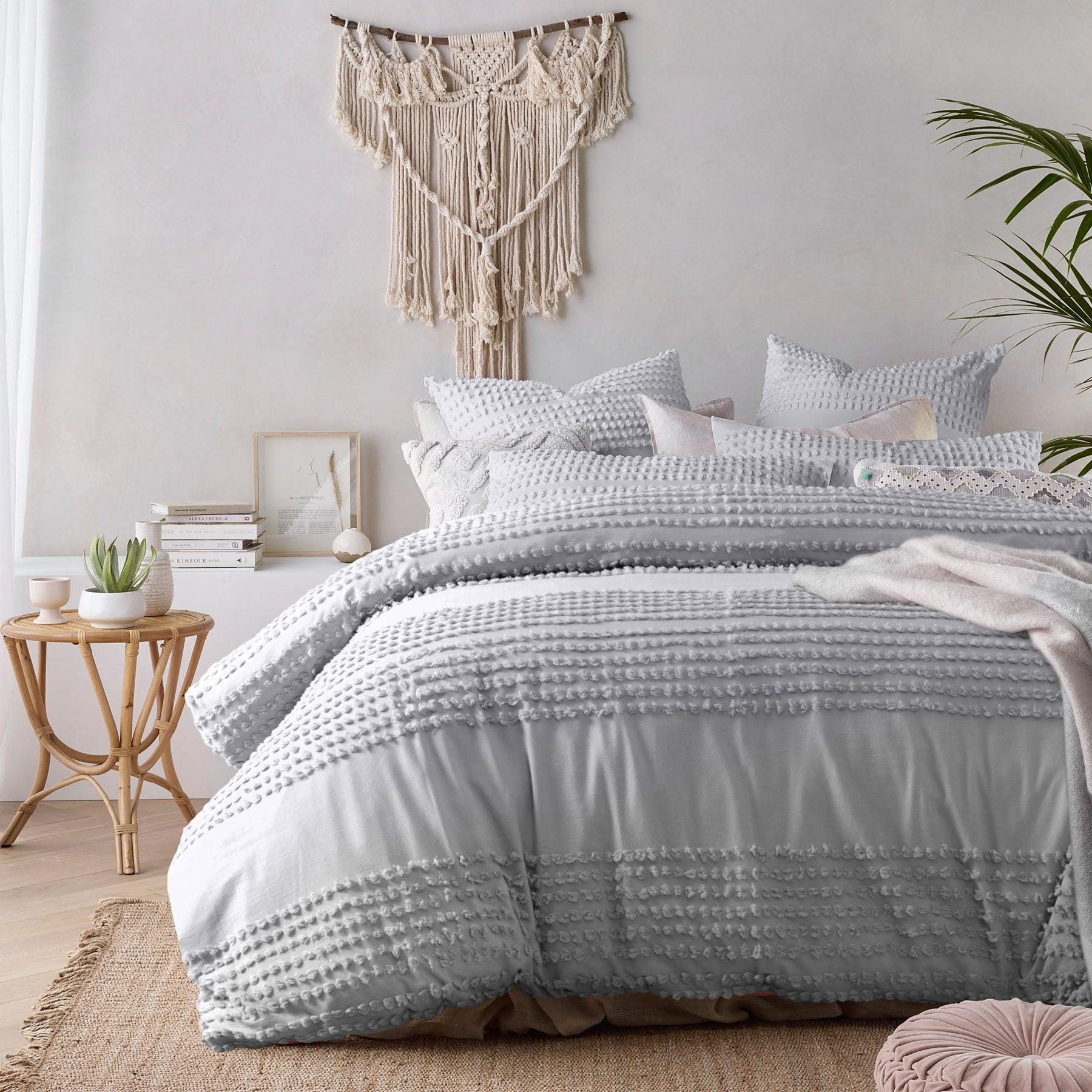 Vintage Design Homewares Betty Silver Quilt Cover Set Queen - Harrogates