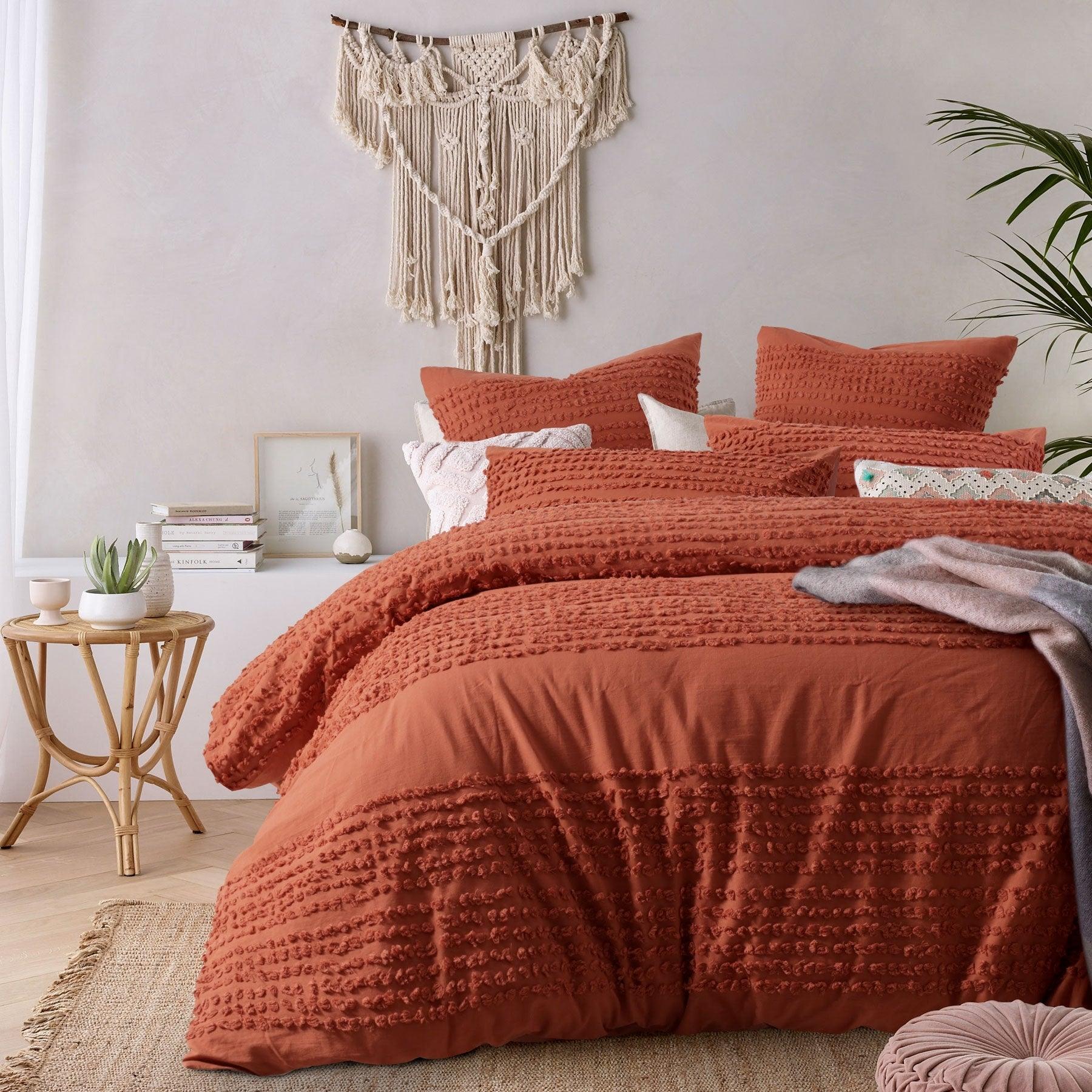 Vintage Design Homewares Betty Tobacco Quilt Cover Set Double - Harrogates