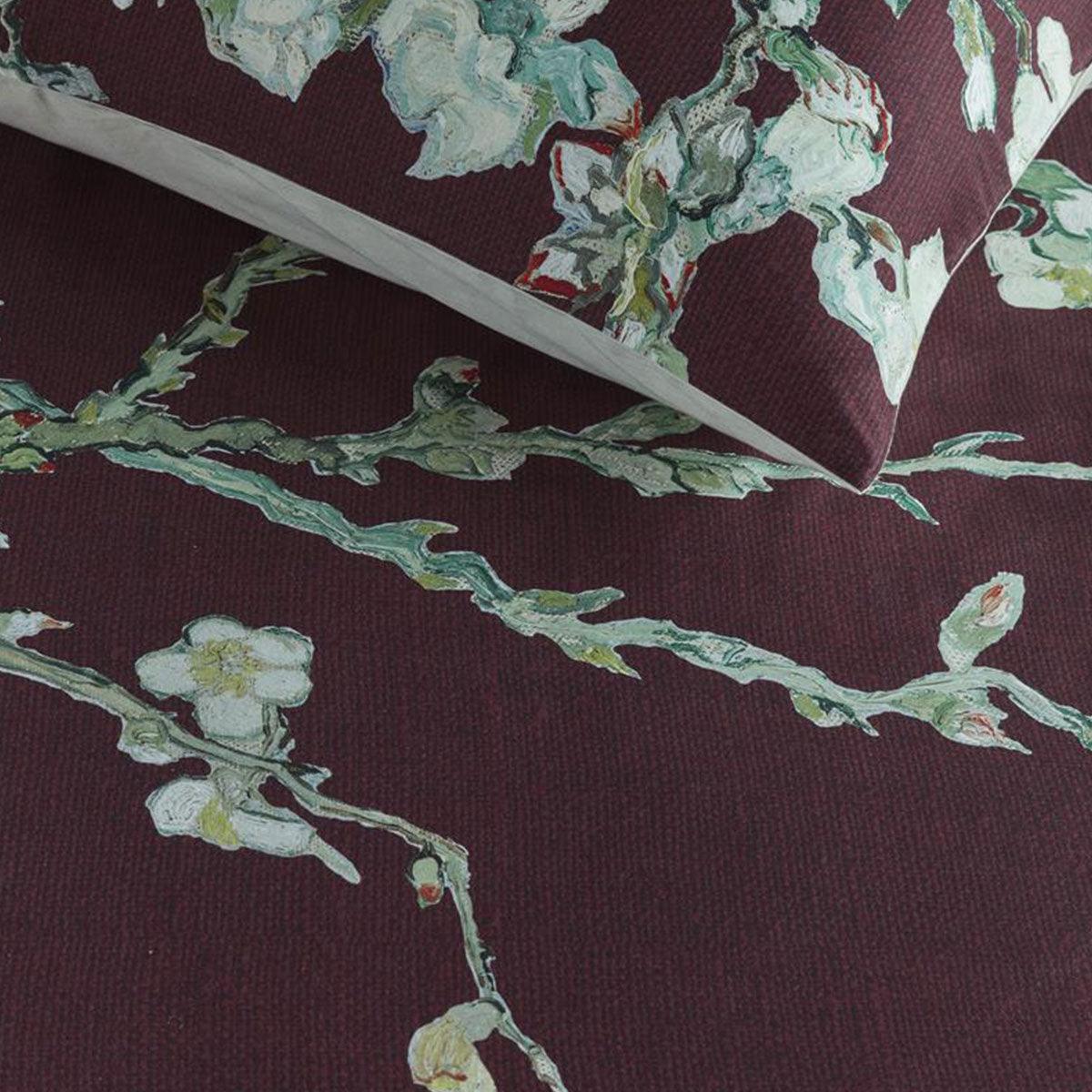 Bedding House Van Gogh Blossom Dark Red Cotton Quilt Cover Set King - Harrogates