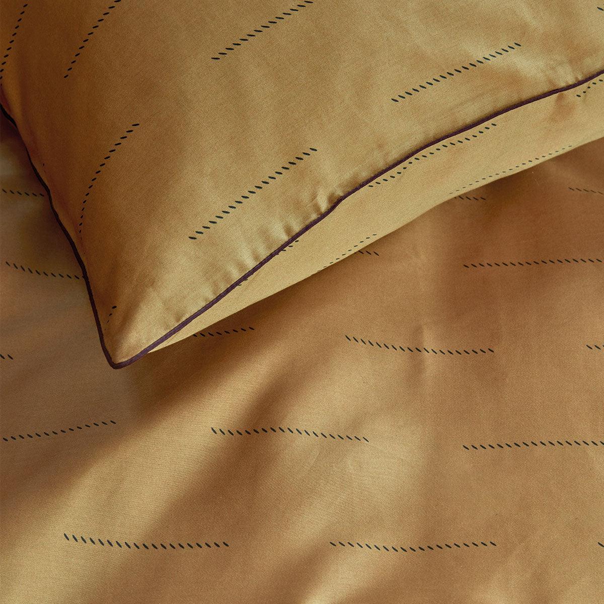 PIP Studio Blurred Lines Yellow Cotton Sateen Quilt Cover Set Queen - Harrogates