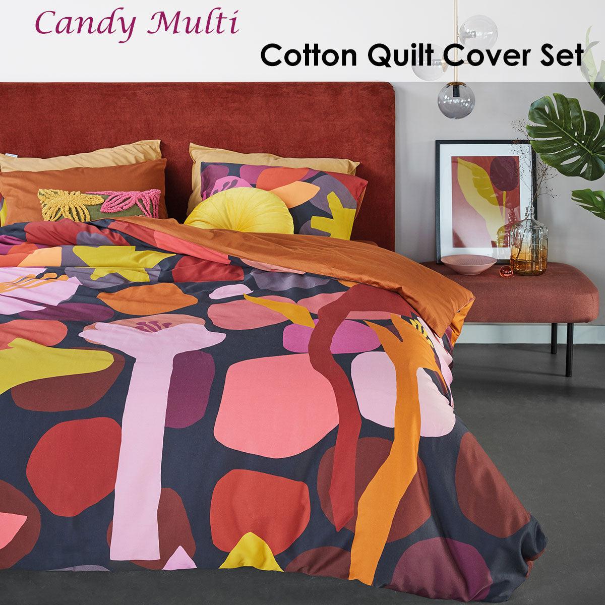 Bedding House Candy Multi Cotton Sateen Quilt Cover Set King - Harrogates