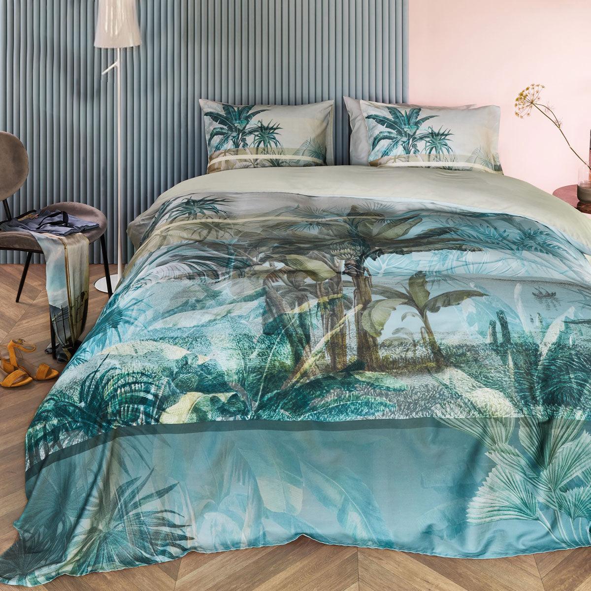 Bedding House Canopy Blue Green Cotton Sateen Quilt Cover Set King - Harrogates