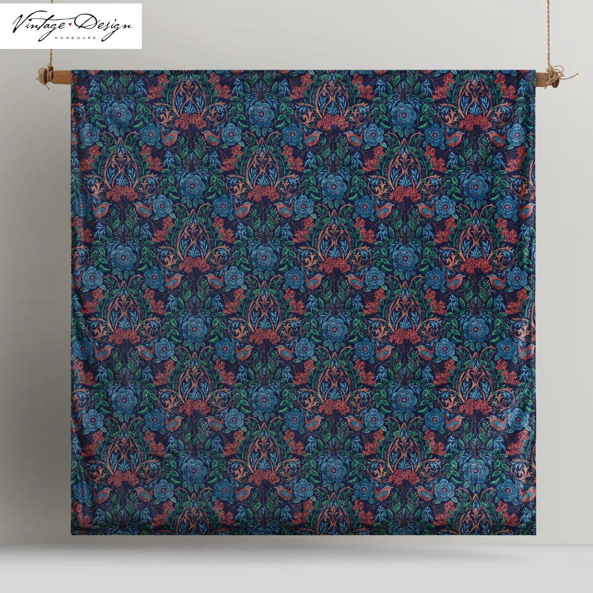Vintage Design Homewares Canterbury Printed Velvet Quilt Cover Set Queen - Harrogates