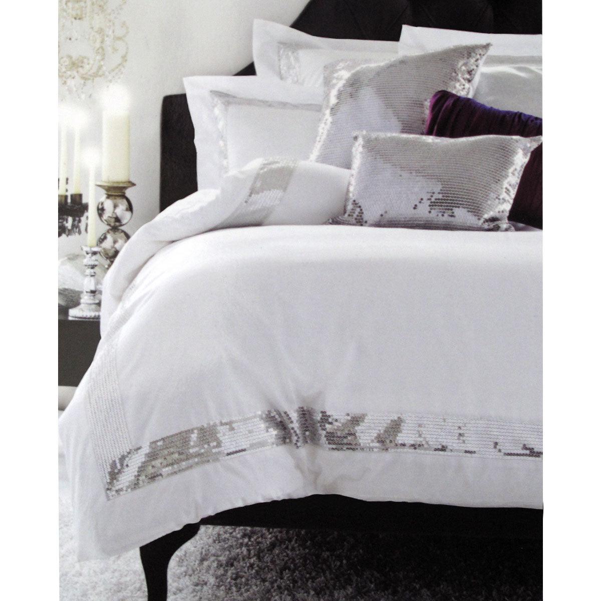 Accessorize Sequins White Cotton Quilt Cover Set Single - Harrogates
