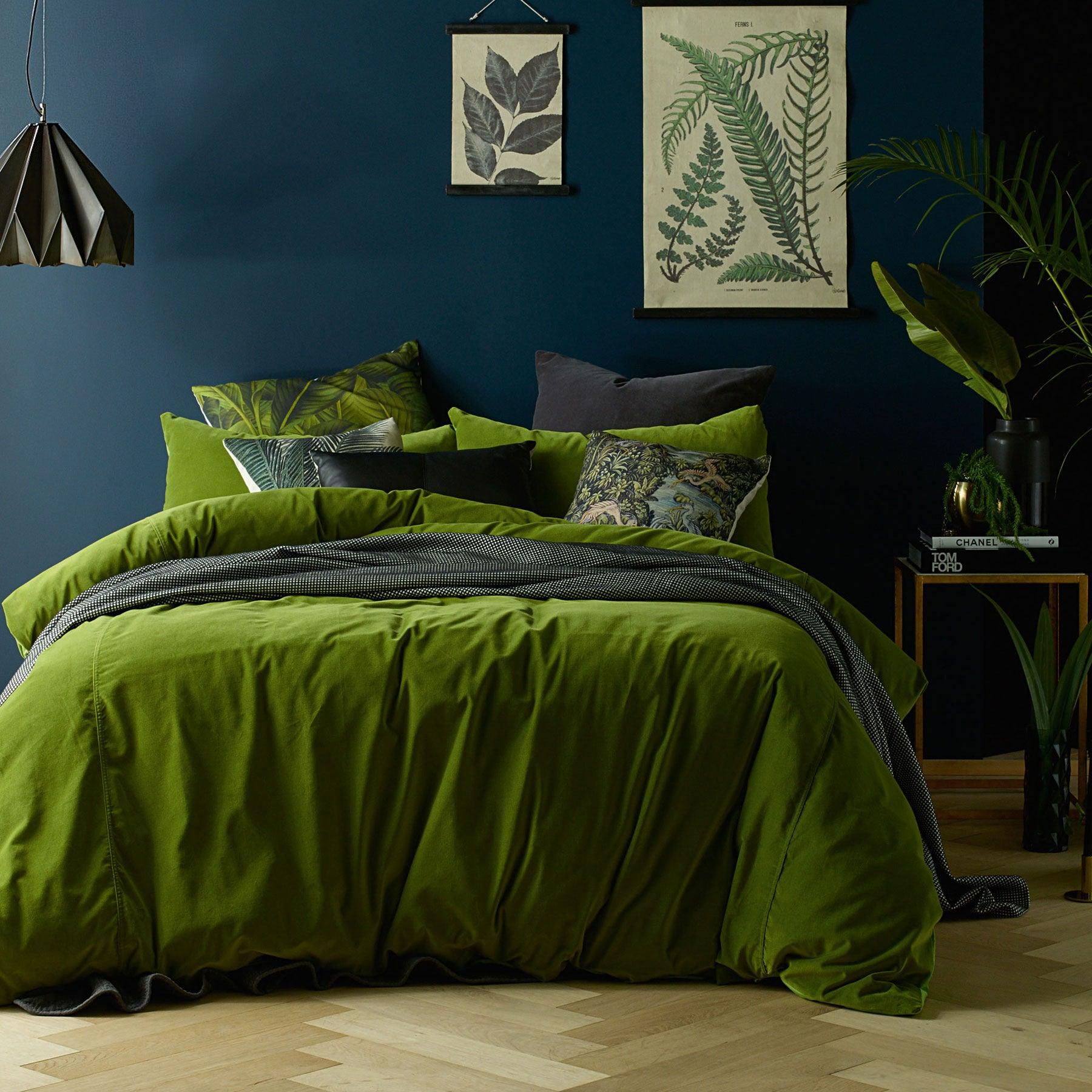 Vintage Design Homewares Cotton Velvet Quilt Cover Set Mossy Road Queen - Harrogates