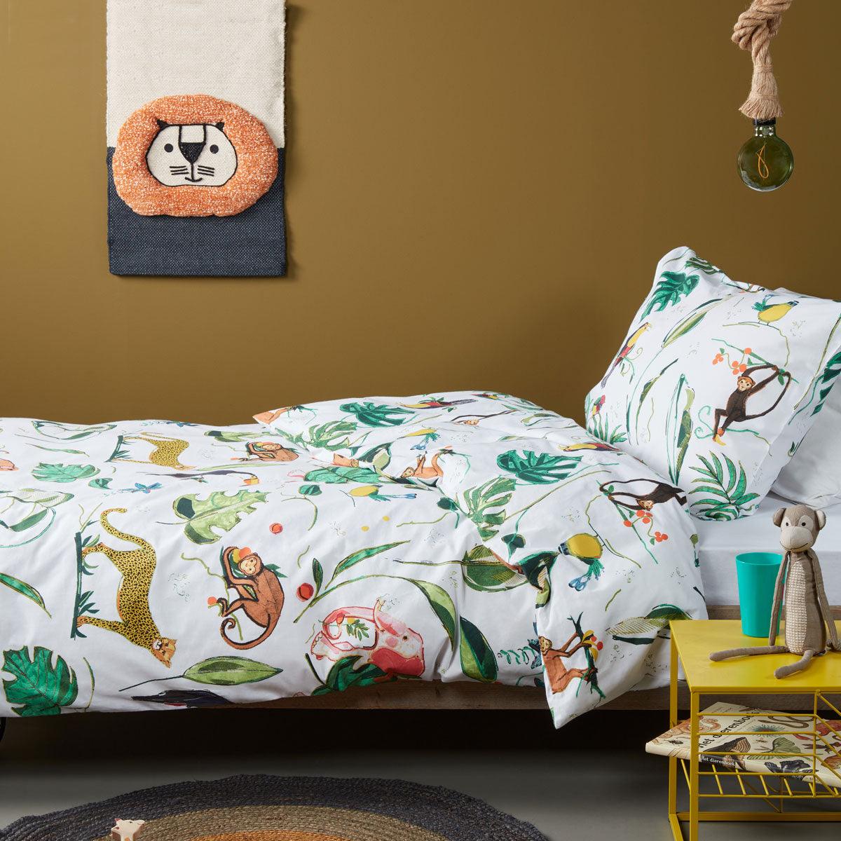 Bedding House Crazy Jungle Multi Cotton Quilt Cover Set Single - Harrogates