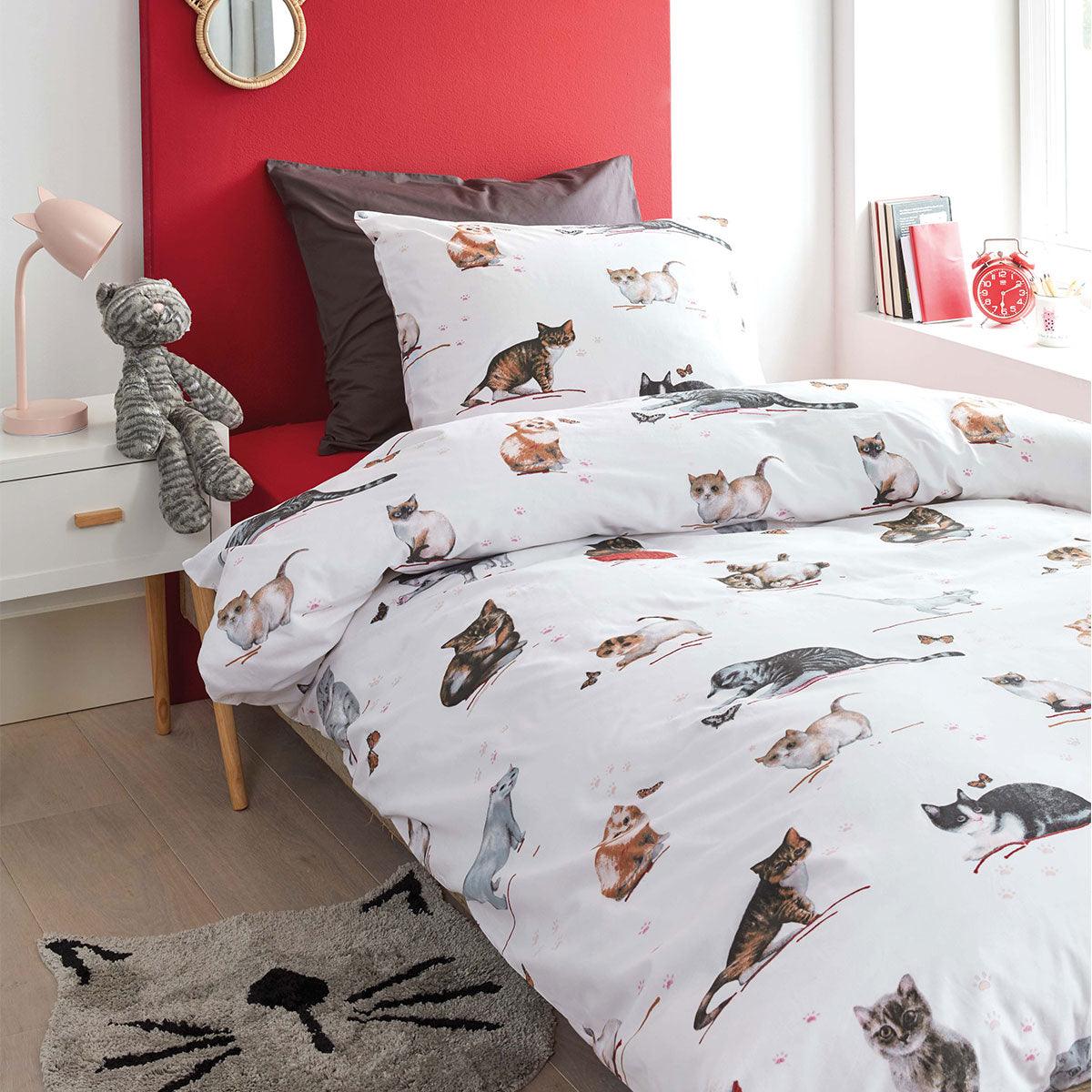 Bedding House Cute Cats Cotton Quilt Cover Set Single - Harrogates