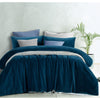 Vintage Design Homewares Cotton Velvet Quilt Cover Set Riverland Blue Queen - Harrogates
