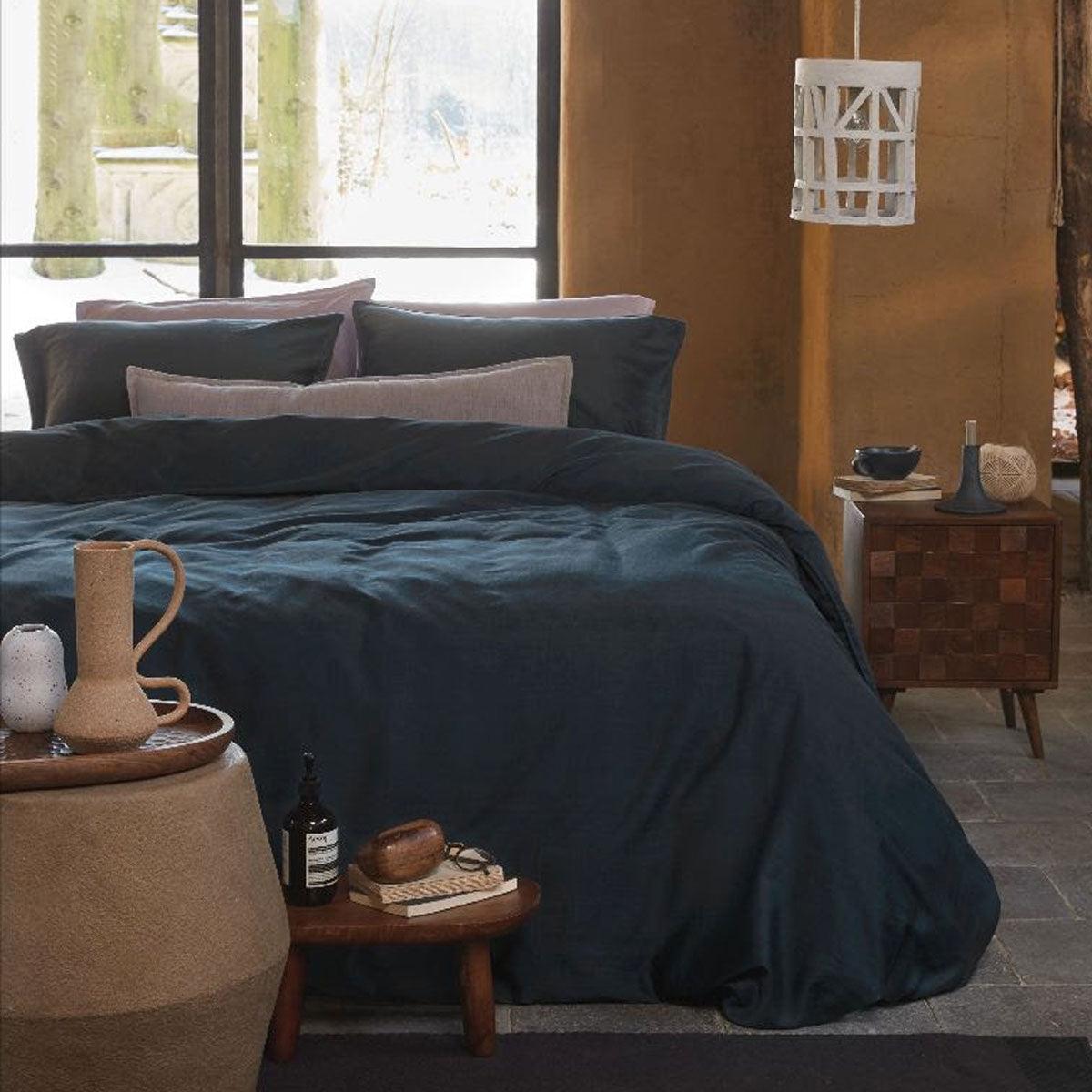 VTWonen Earth Dark Blue Quilt Cover Set King - Harrogates