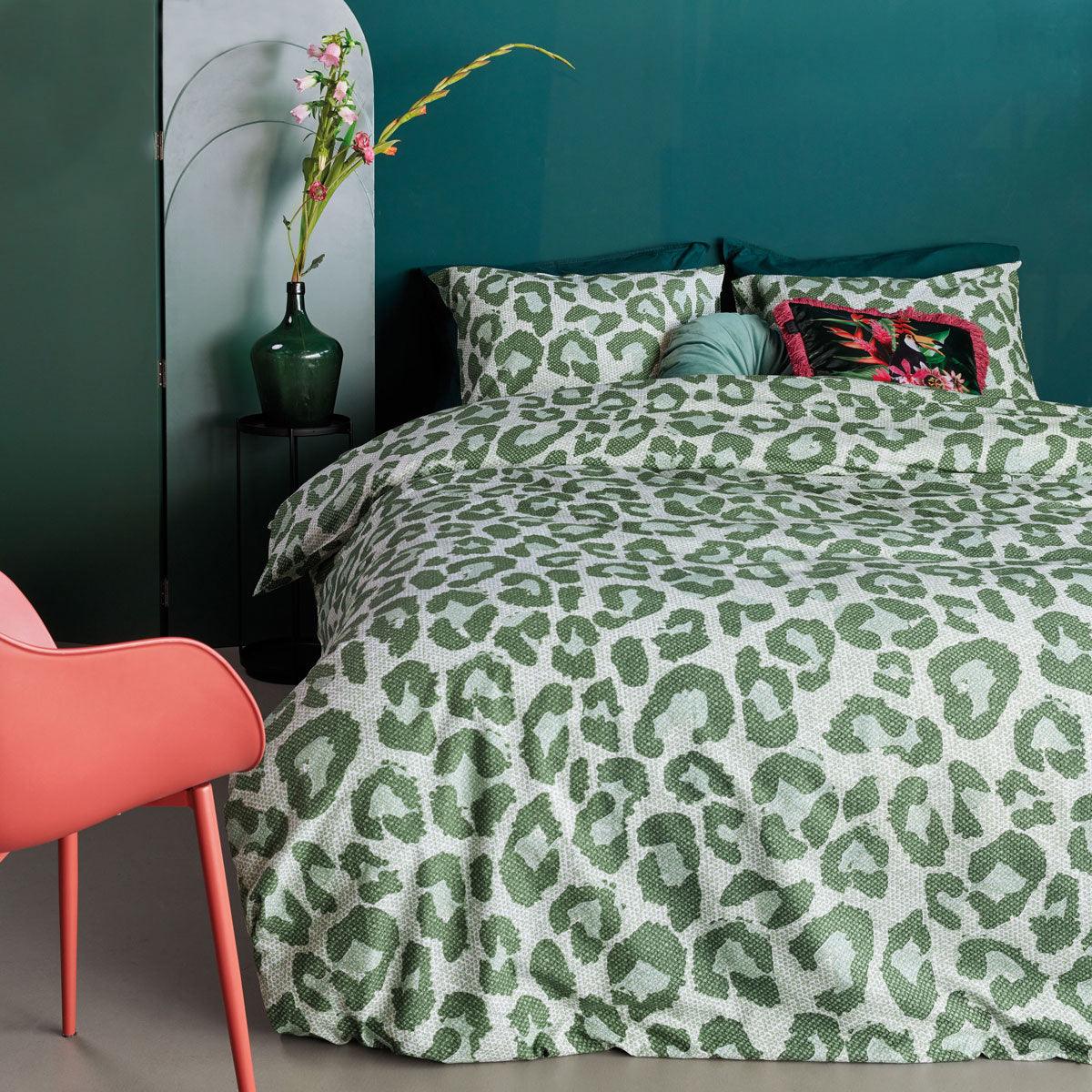 Bedding House Fabrice Green Cotton Quilt Cover Set King - Harrogates
