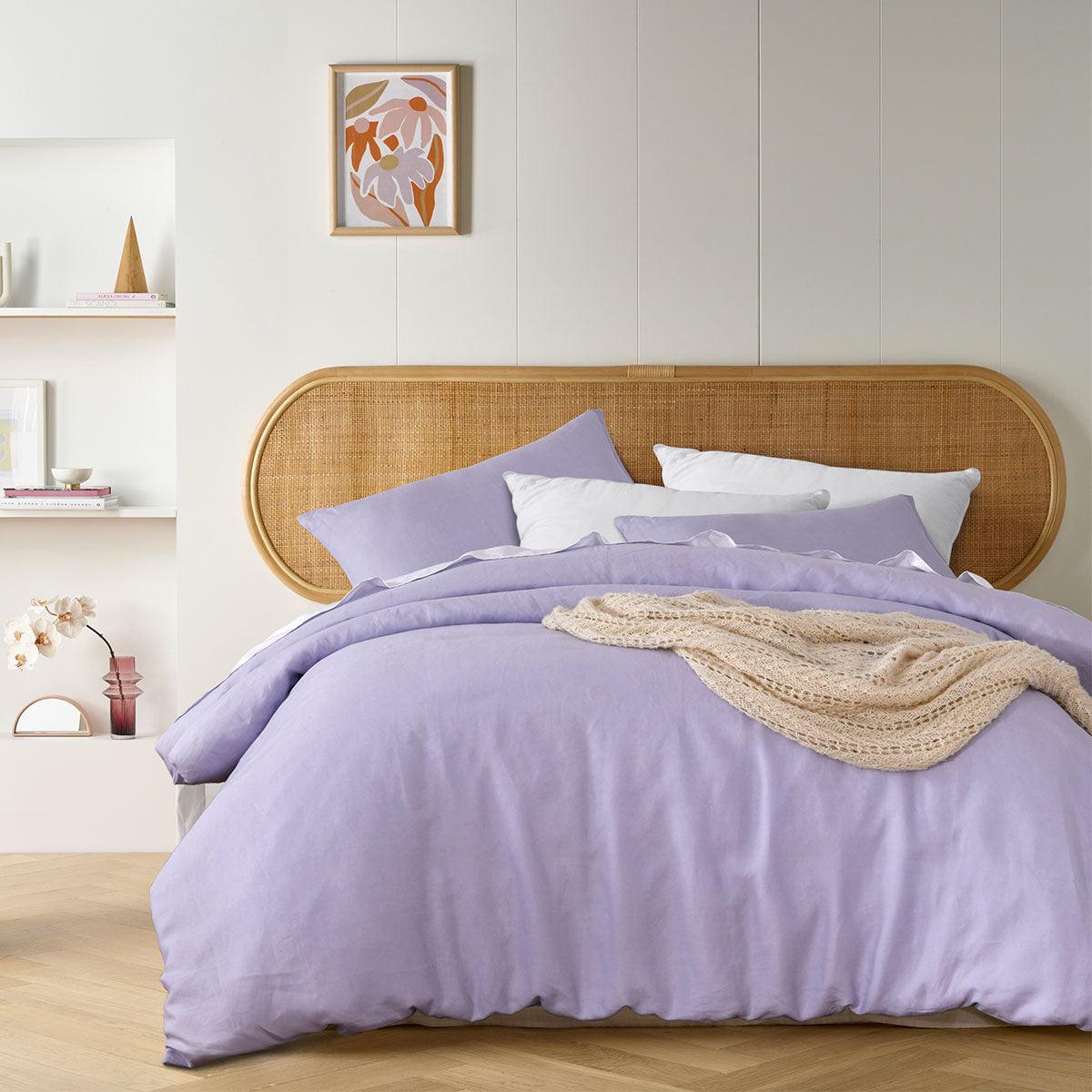 Vintage Design Homewares Lilac French Linen Quilt Cover Set Super King - Harrogates