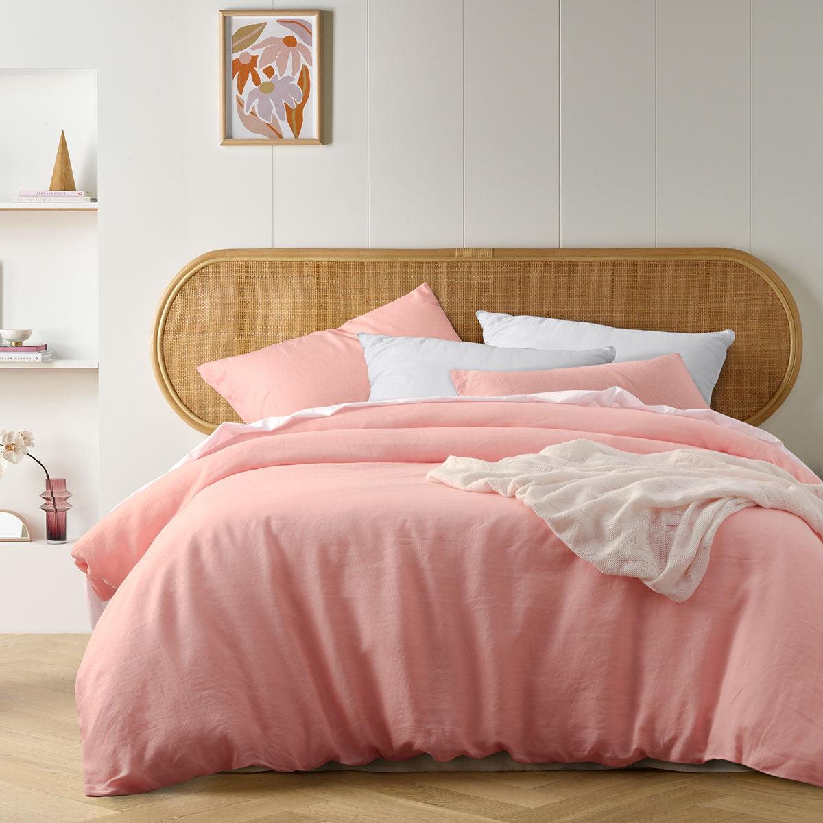 Vintage Design Homewares Peach French Linen Quilt Cover Set King - Harrogates