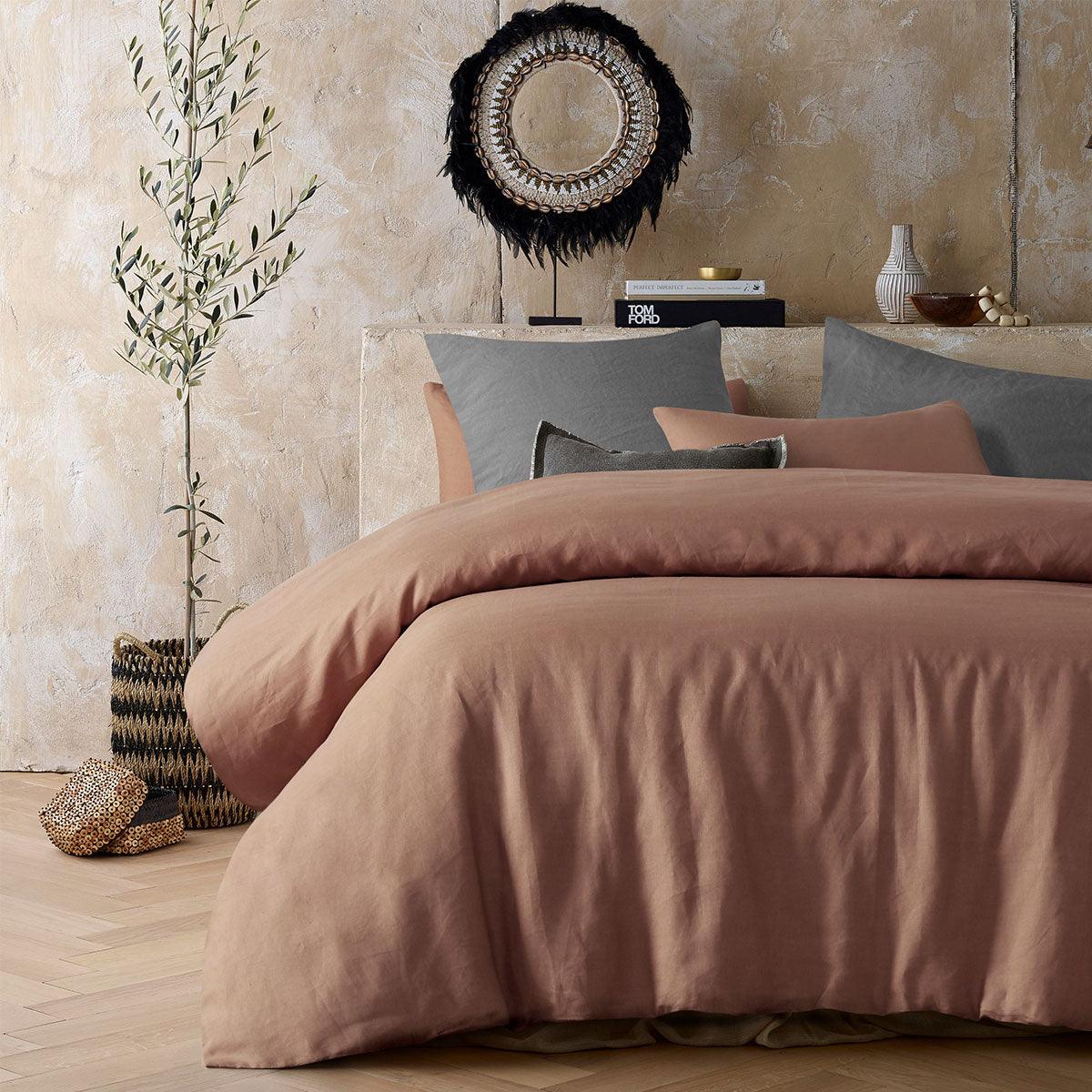 Vintage Design Homewares Hazelnut 100% Hemp Quilt Cover Set King - Harrogates