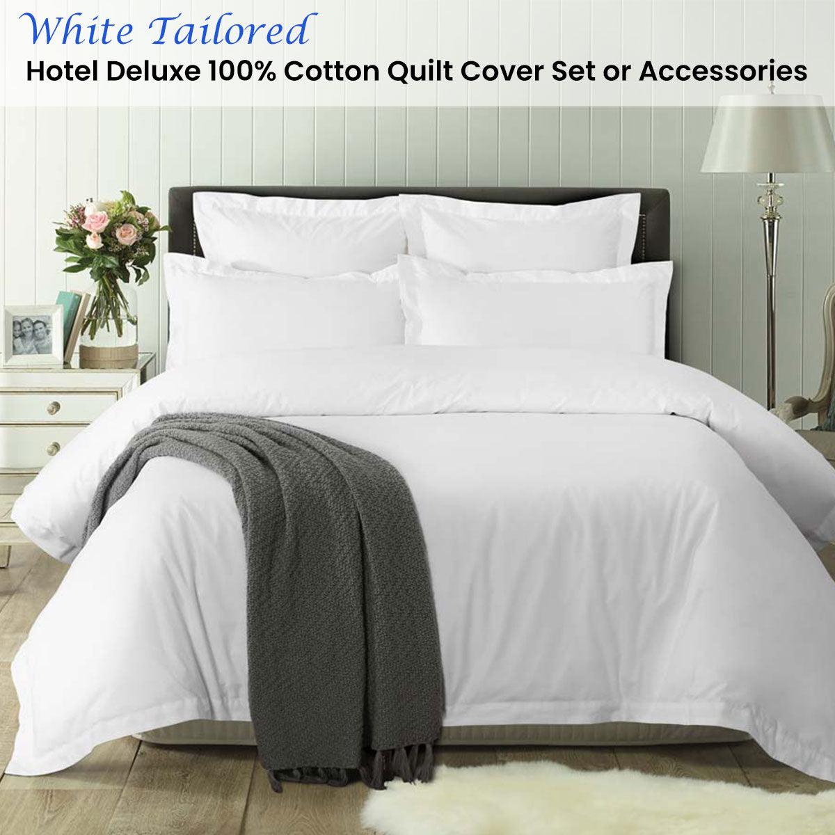 Accessorize White Tailored Hotel Deluxe Cotton Quilt Cover Set King - Harrogates