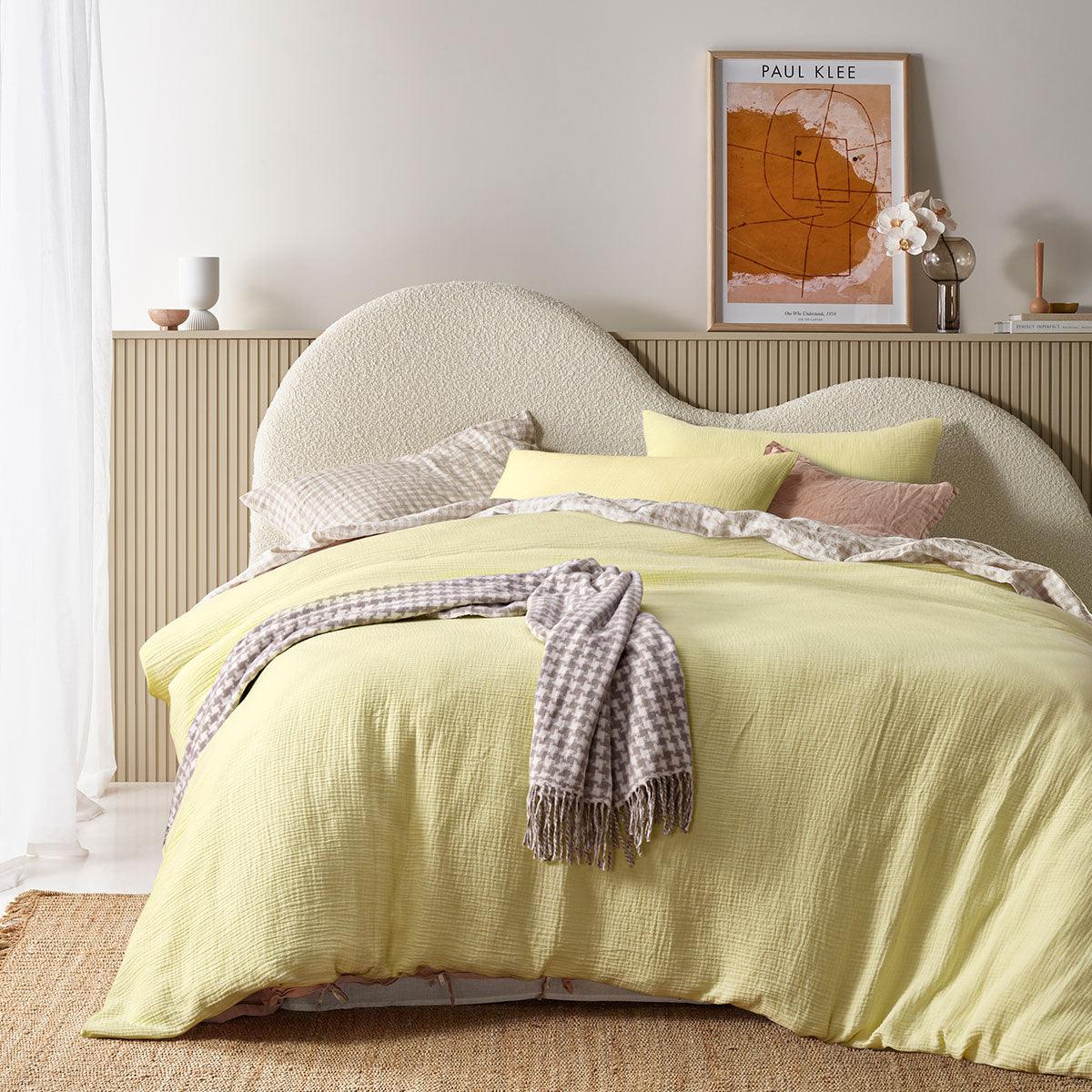 Vintage Design Homewares Hugo Butter Cotton Gauze Quilt Cover Set King - Harrogates