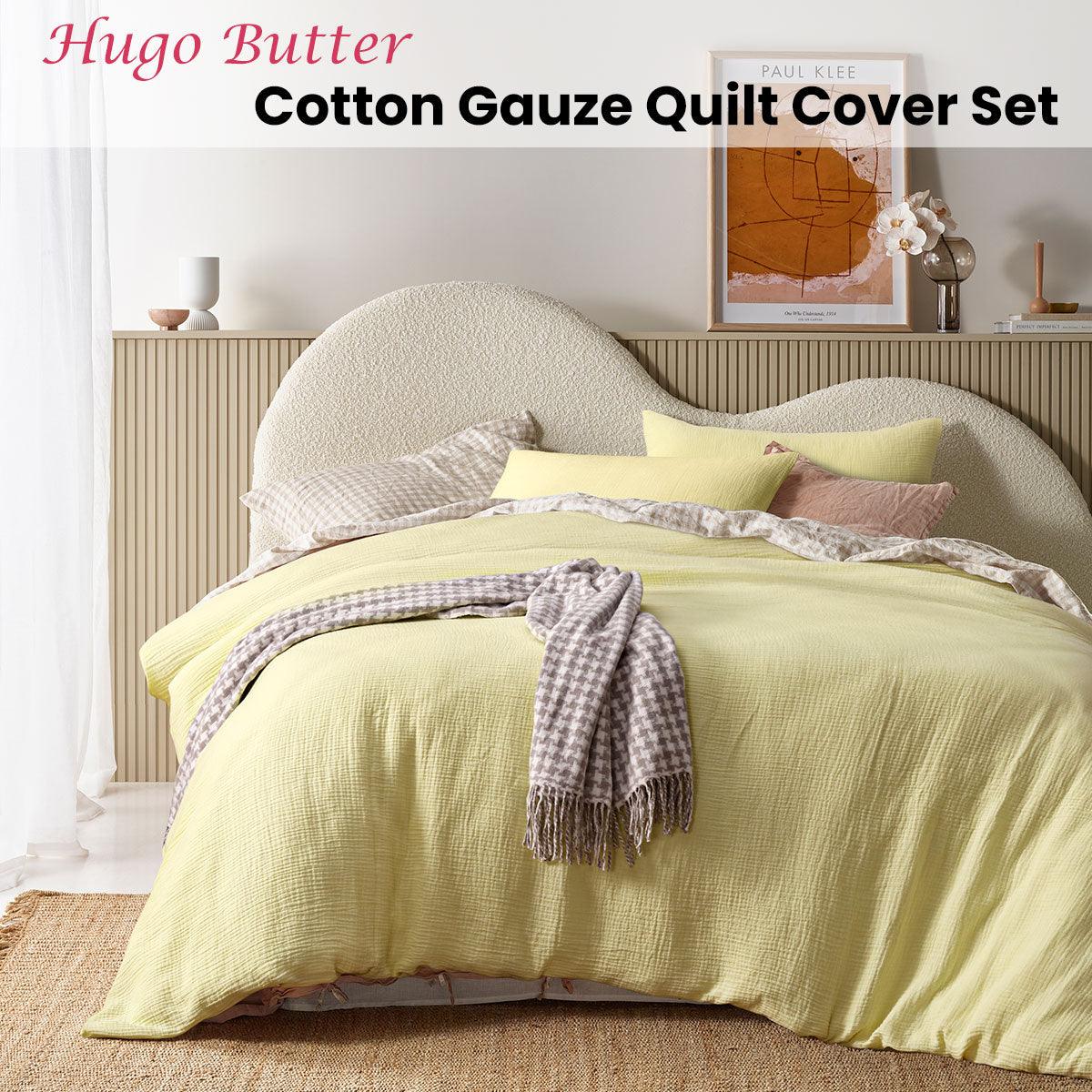 Vintage Design Homewares Hugo Butter Cotton Gauze Quilt Cover Set King - Harrogates