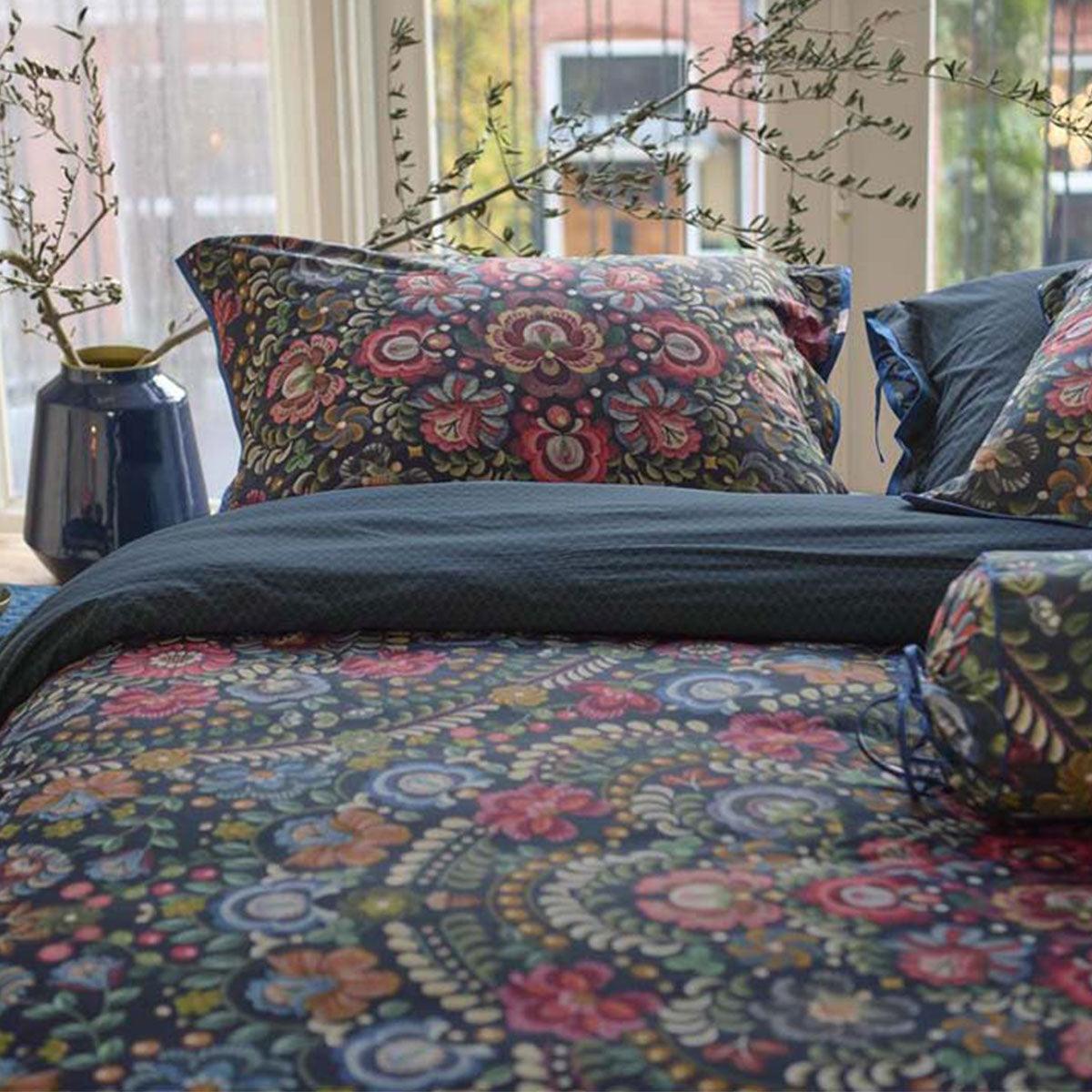 PIP Studio Il Ricamo Dark Blue Cotton Quilt Cover Set Queen - Harrogates