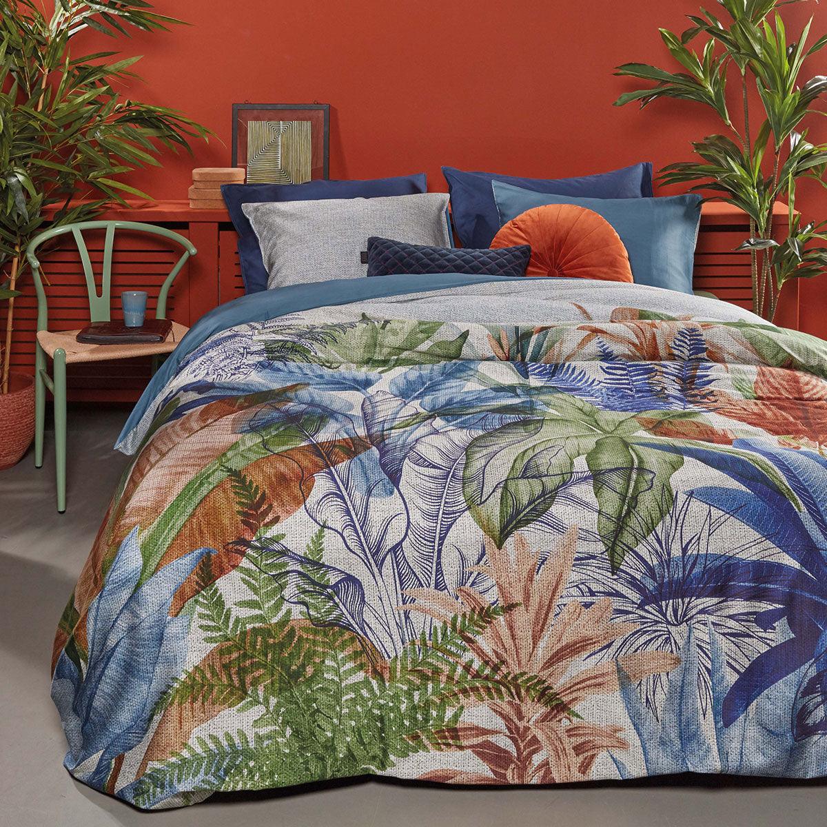 Bedding House Isla Blue Cotton Sateen Quilt Cover Set King - Harrogates