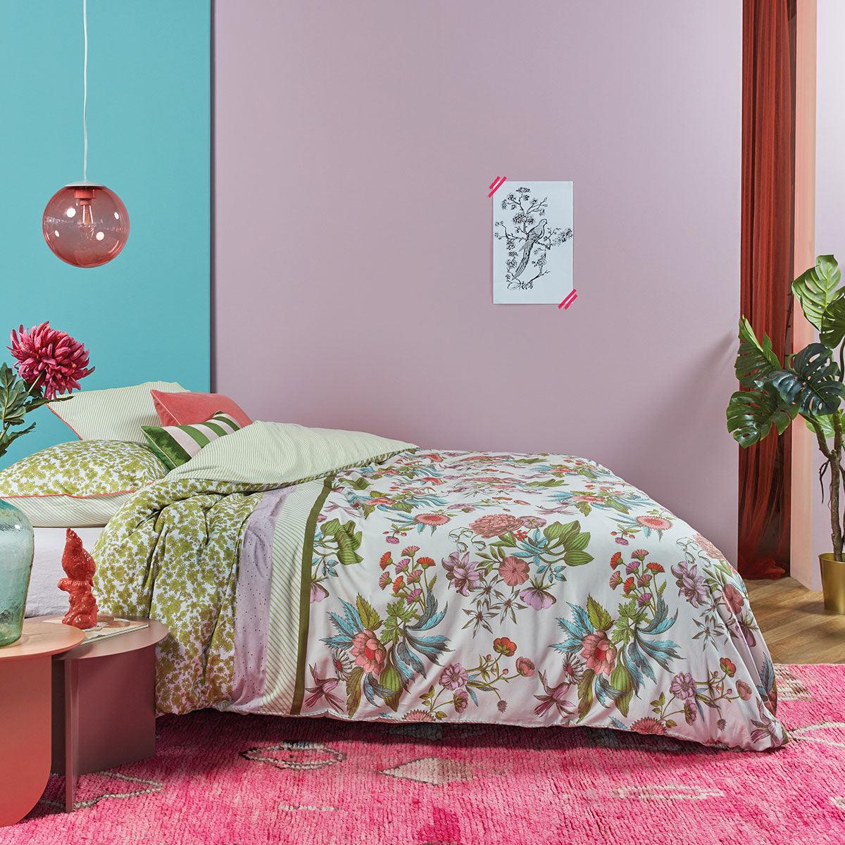Oilily Line Flower Cotton Sateen Quilt Cover Set Queen - Harrogates