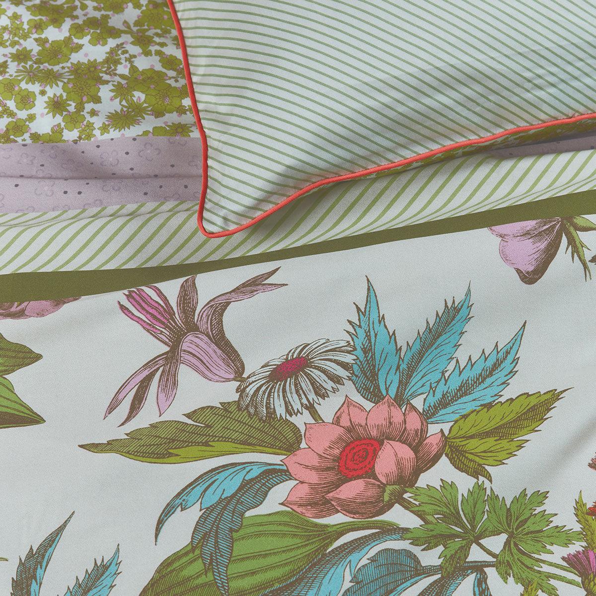 Oilily Line Flower Cotton Sateen Quilt Cover Set Queen - Harrogates