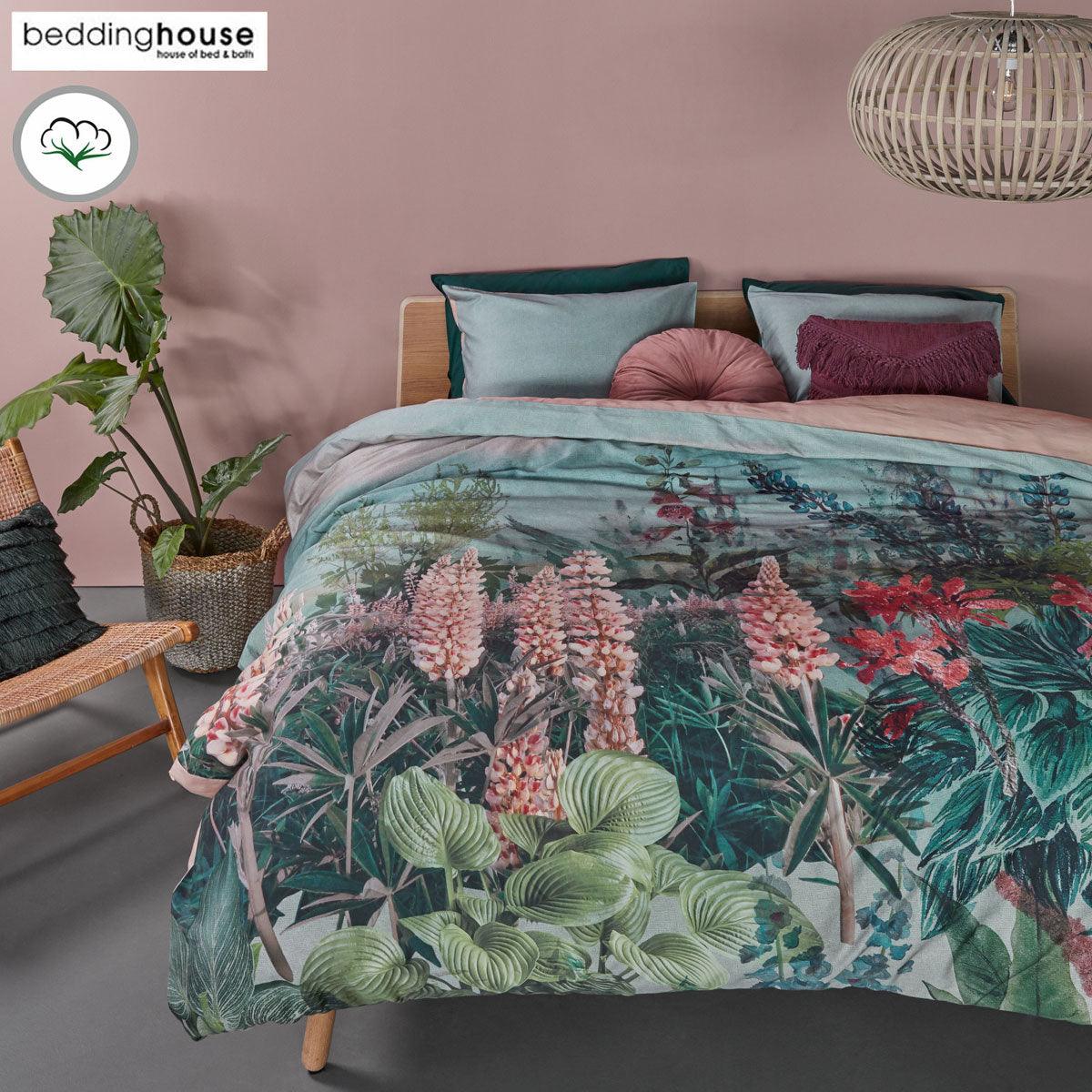 Bedding House Lupine Cotton Sateen Quilt Cover Set King Green - Harrogates