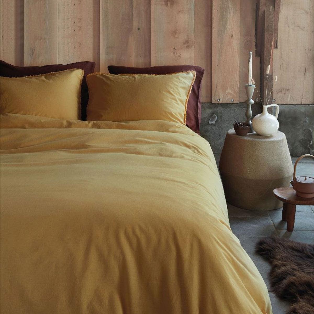 VTWonen Natural Stone Fraying Yellow Quilt Cover Set Queen - Harrogates