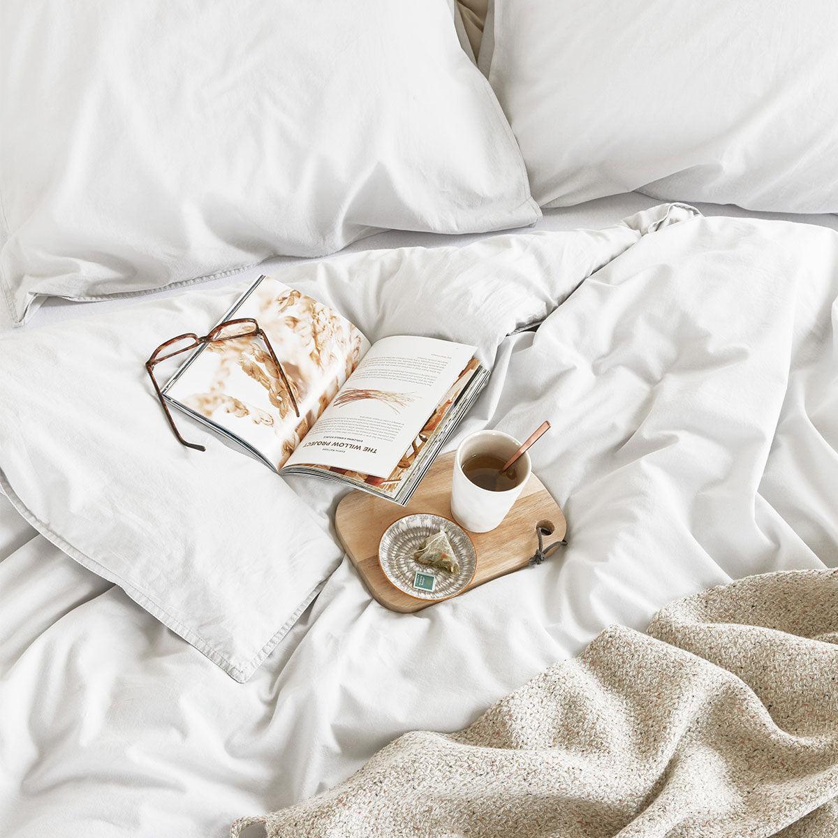 Bedding House Organic Cotton Basic White Quilt Cover Set Super King - Harrogates