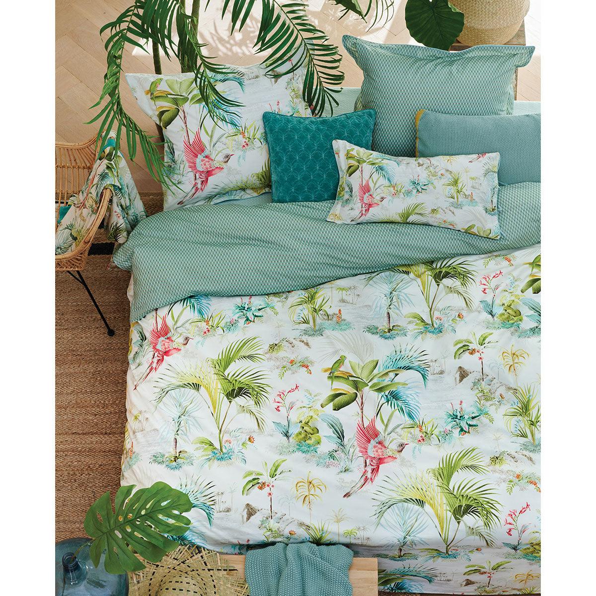 PIP Studio Palm Scenes White Cotton Quilt Cover Set Queen - Harrogates