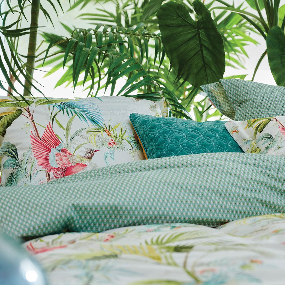 PIP Studio Palm Scenes White Cotton Quilt Cover Set Queen - Harrogates