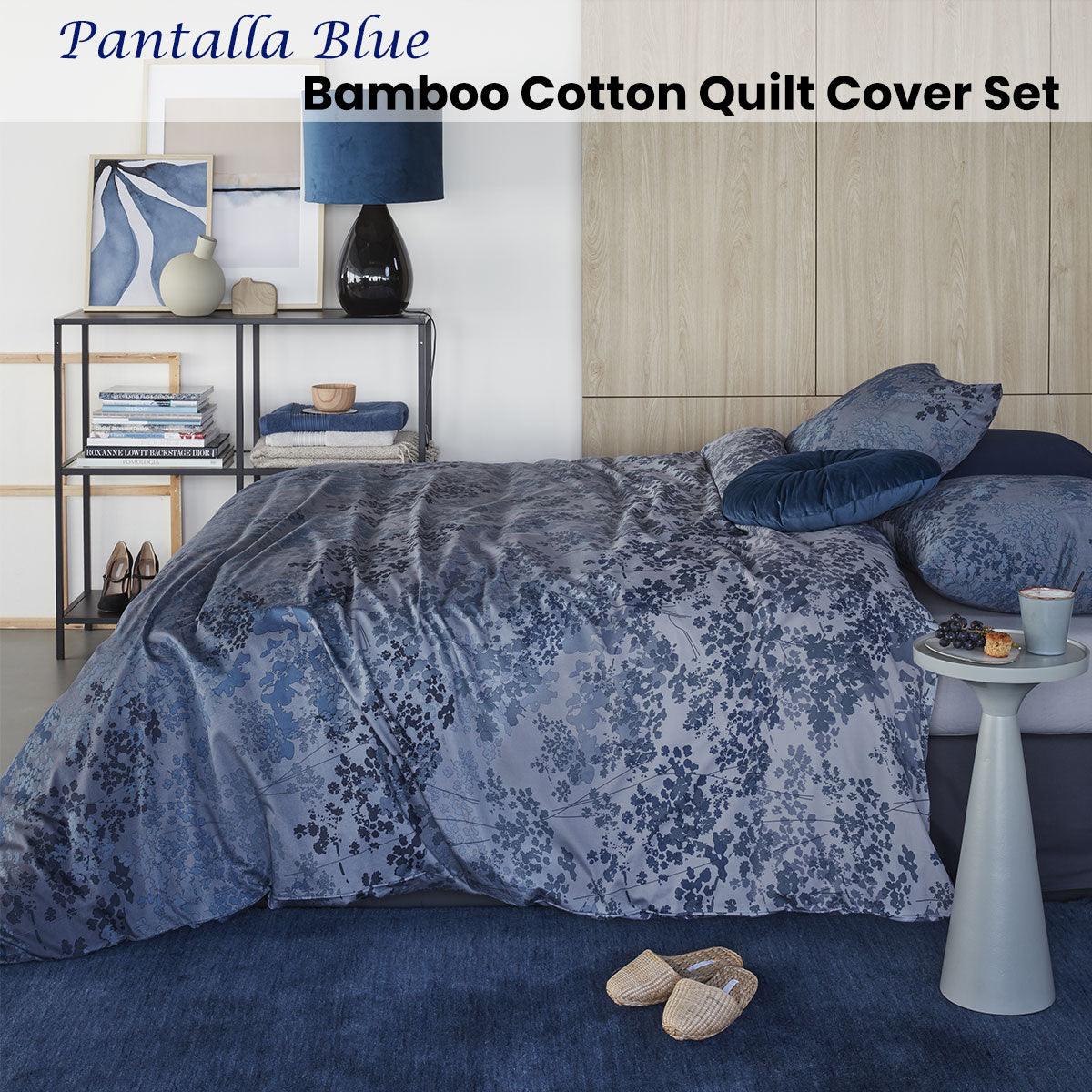 Bedding House Pantalla Blue Bamboo Cotton Quilt Cover Set King - Harrogates