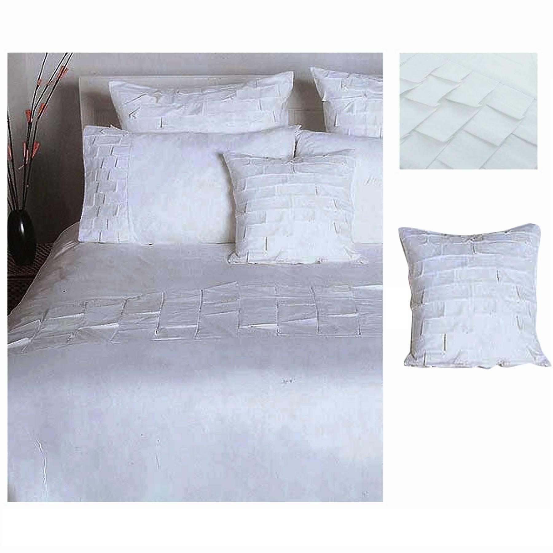 Accessorize Pleats White Cotton Quilt Cover Set DOUBLE + 1 Free Bonus Cushion Cover - Harrogates